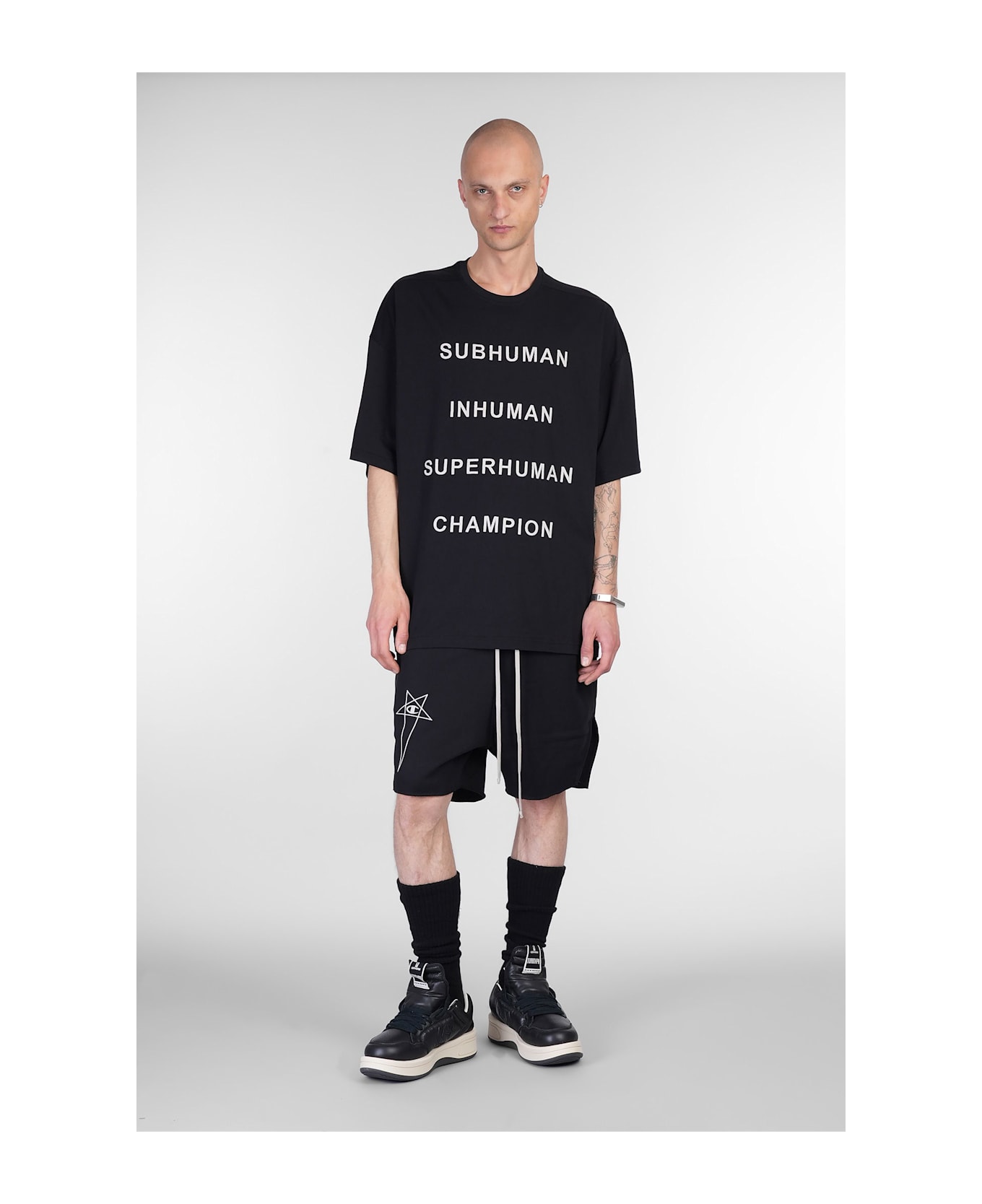 Rick Owens x Champion Tommy T T-shirt In Black Cotton - black