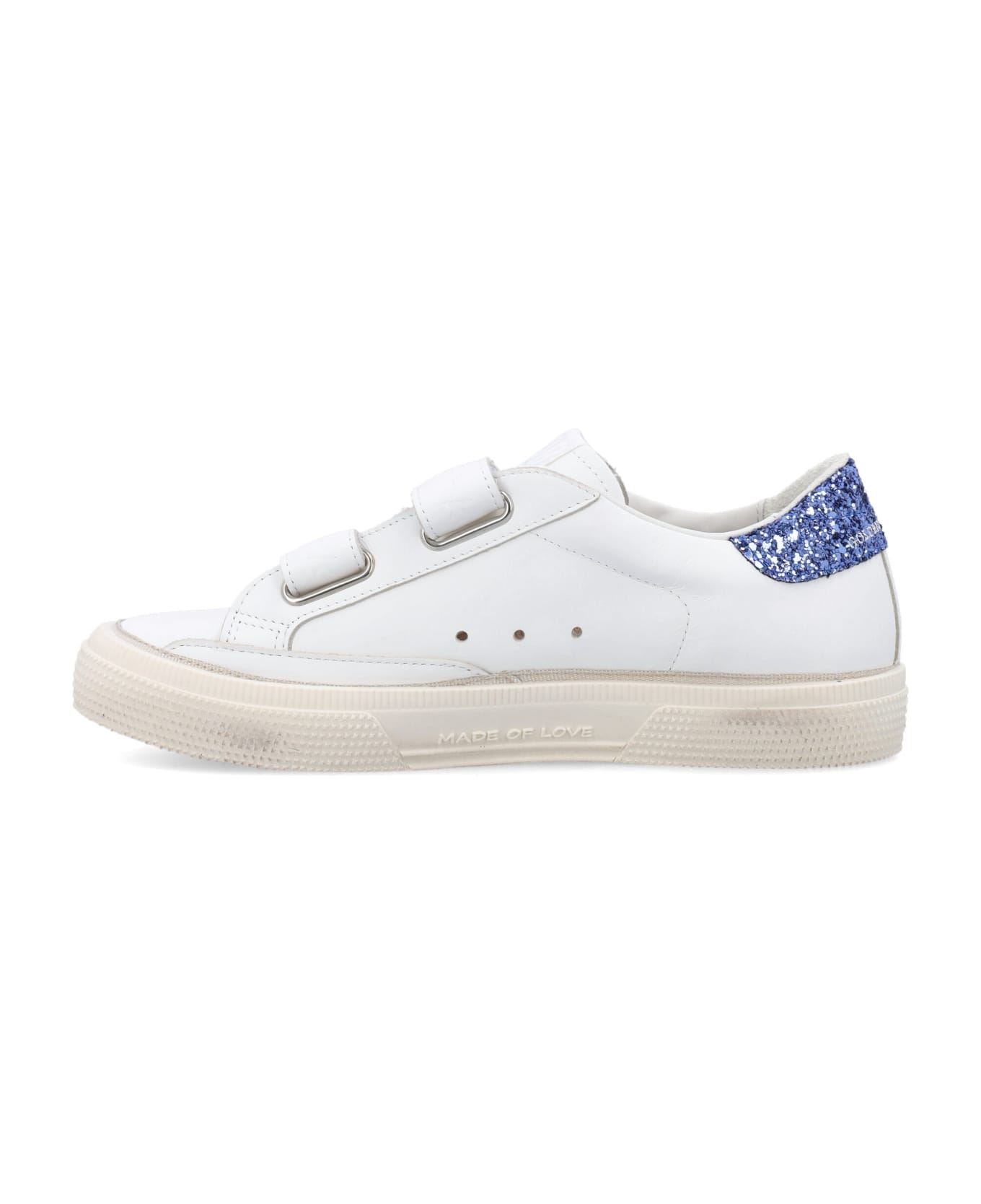 Golden Goose May School Sneakers - WHITE/LIGHT BLUE