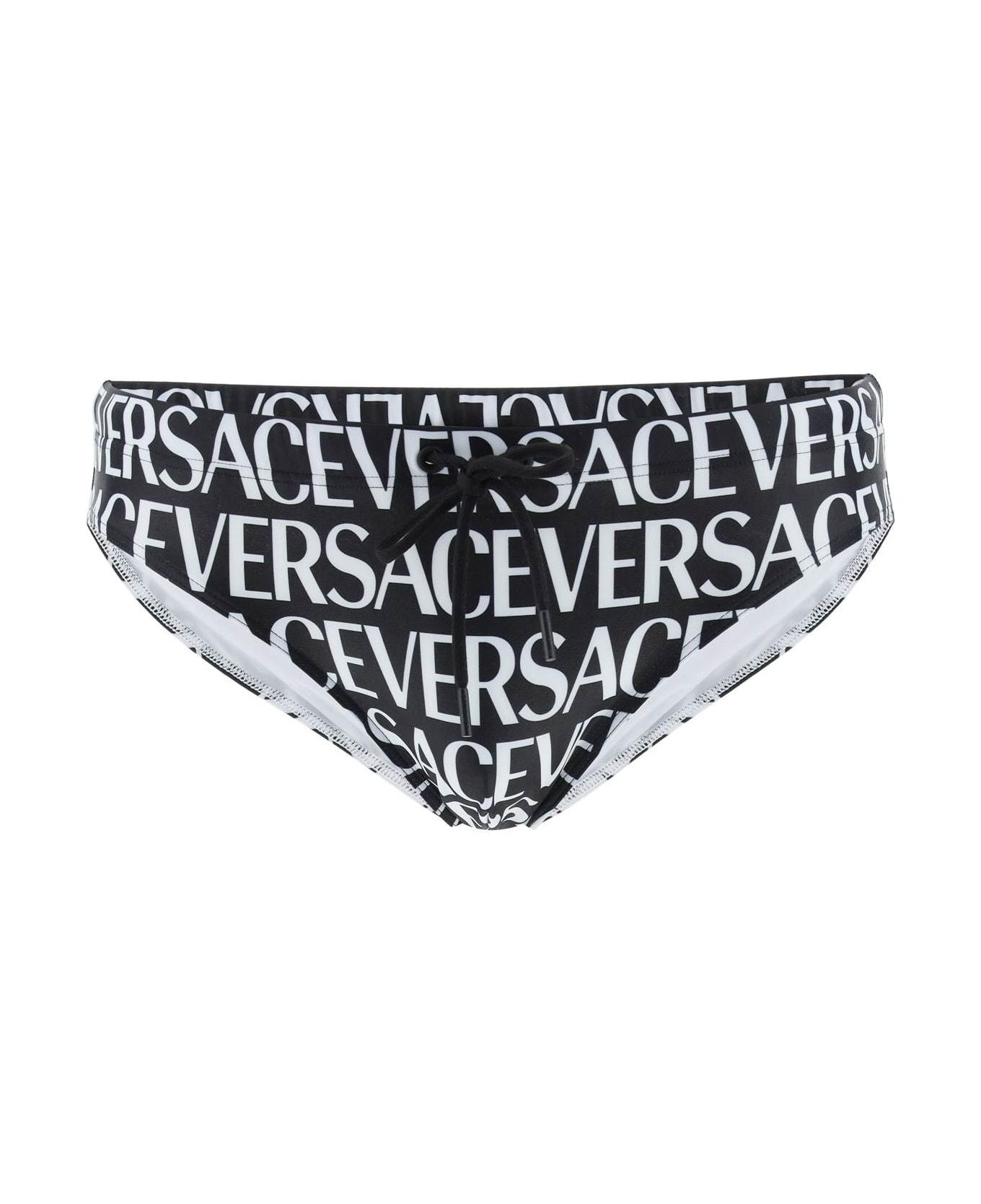 Versace Allover Swim Briefs - BLACK WHITE (White)