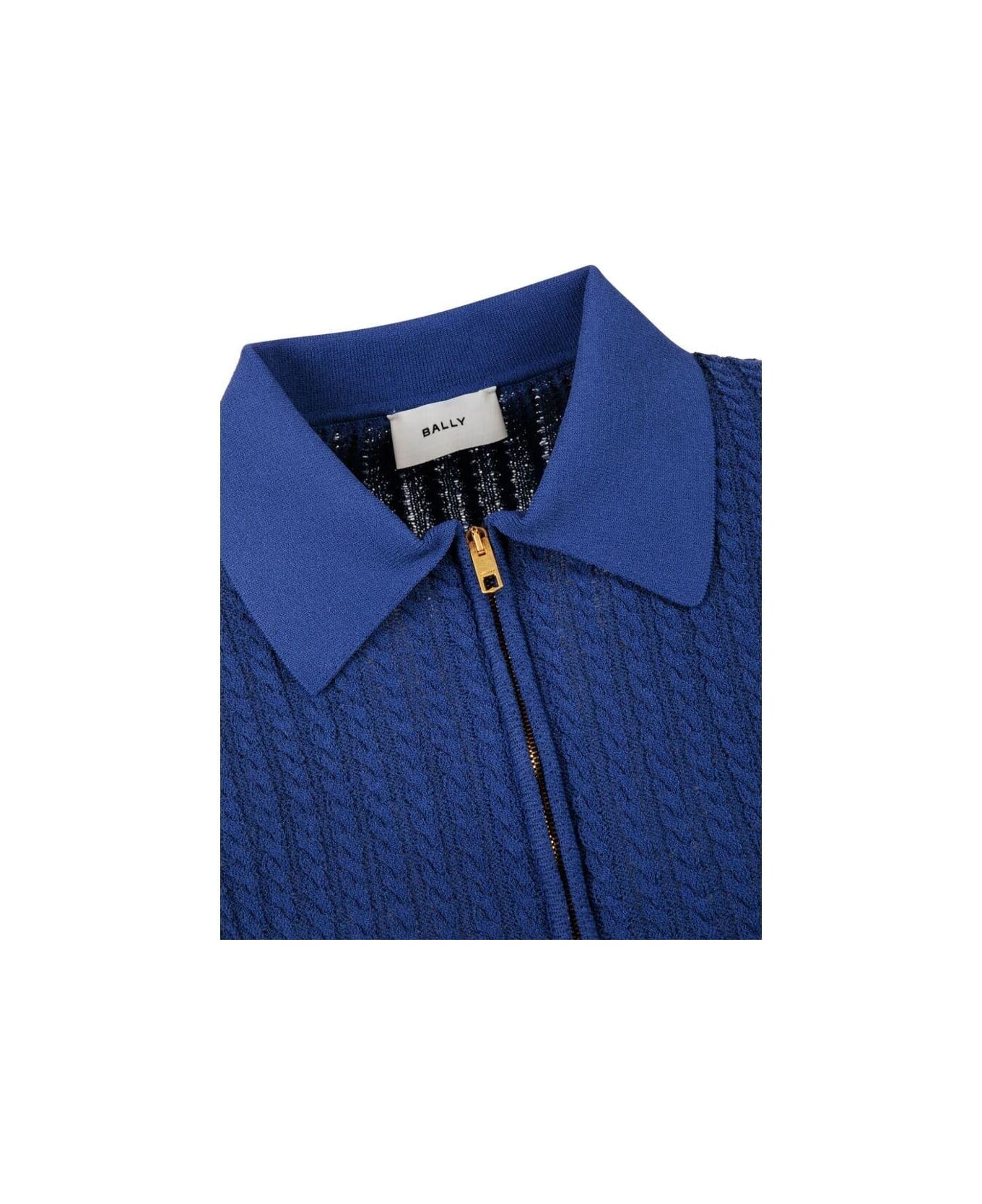 Bally Short-sleeved Knitted Polo Shirt - Blue
