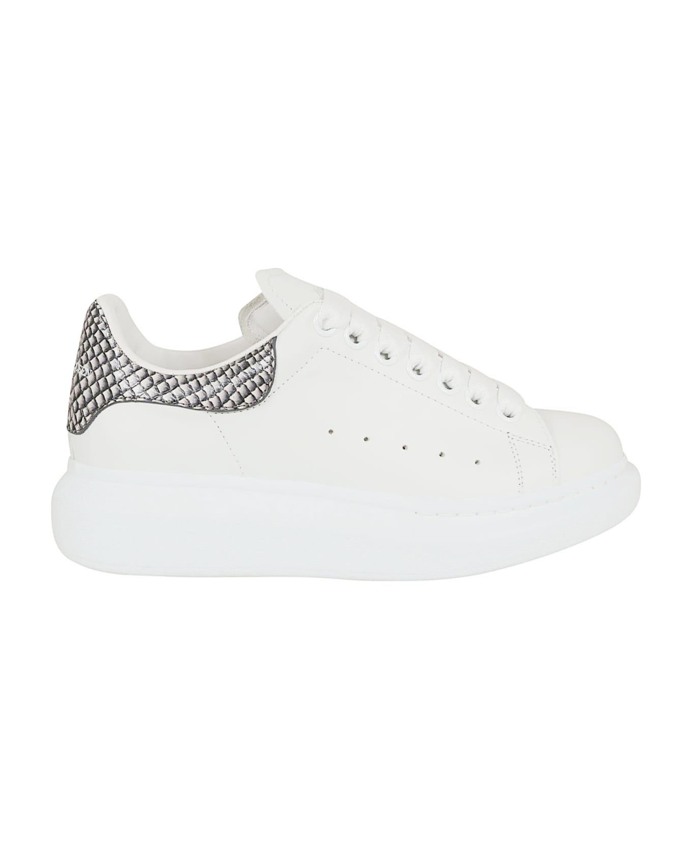 Alexander McQueen Chunky Sneakers With Platform In Leather - White Black スニーカー