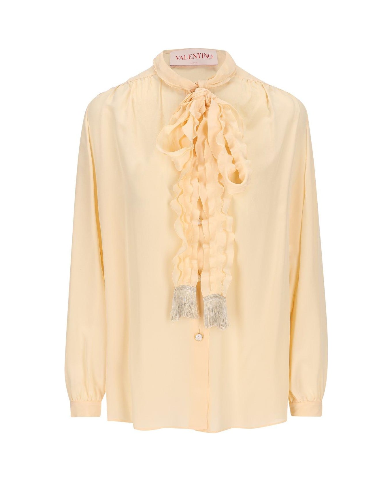 Valentino Ruffled Straight Hem Shirt - Beige