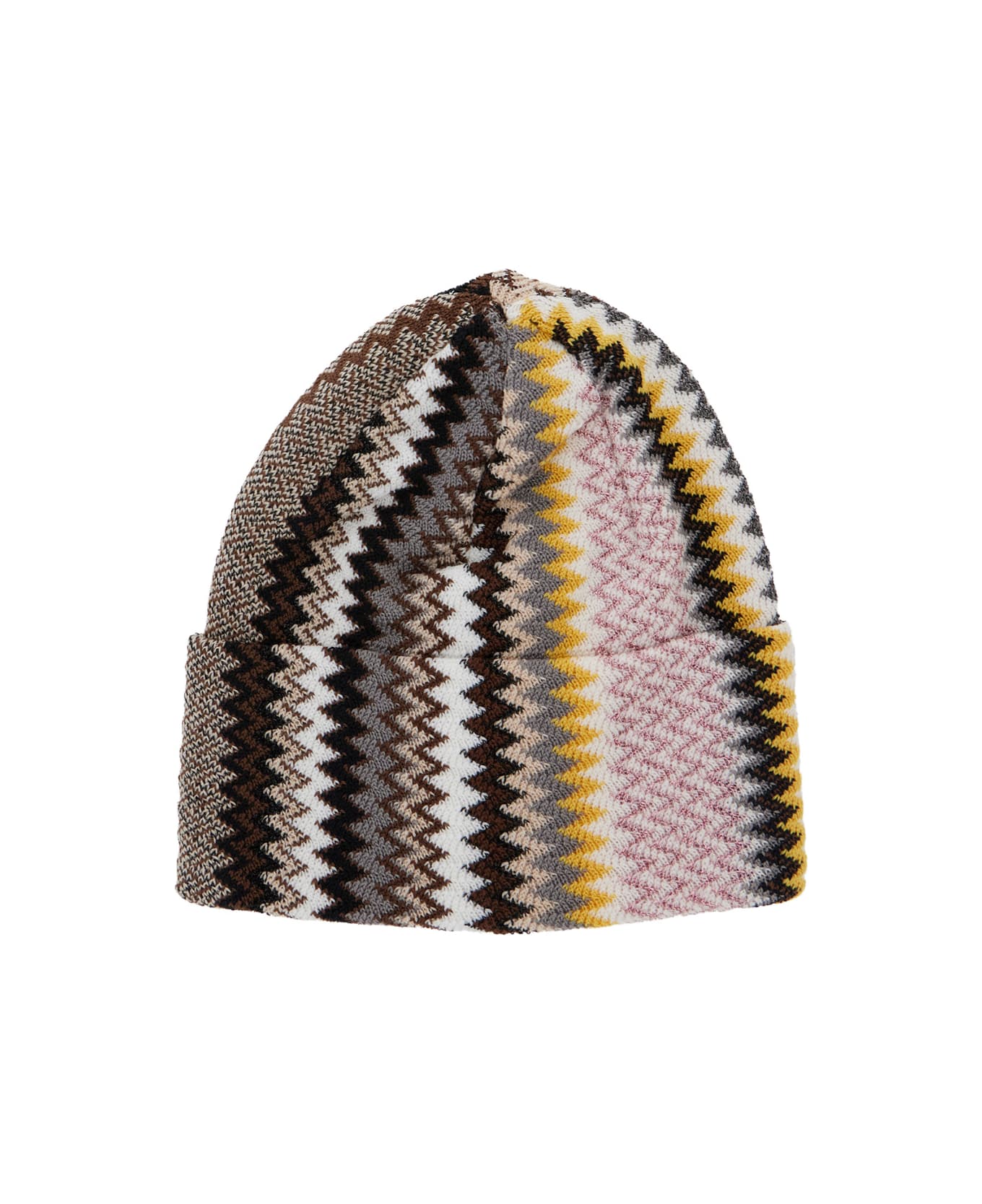 Missoni Multicolor Beanie With Zigzag Motif In Wool Blend Woman - Multicolor