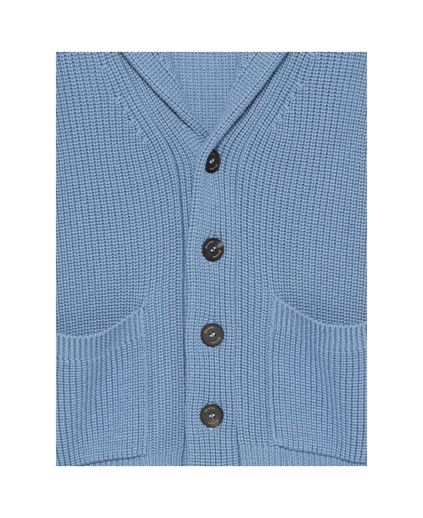 Drumohr Cardigan With Shawl Neck And Patch Pockets - Blue