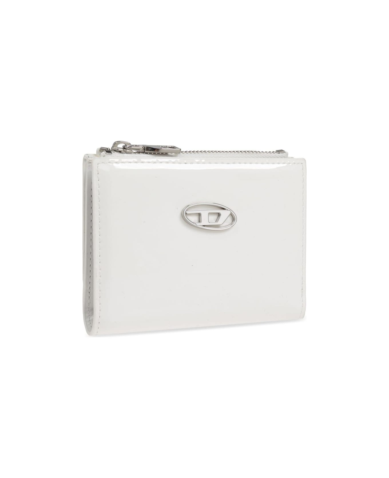Diesel Play Bi-fold Zip Li Wallet - WHITE