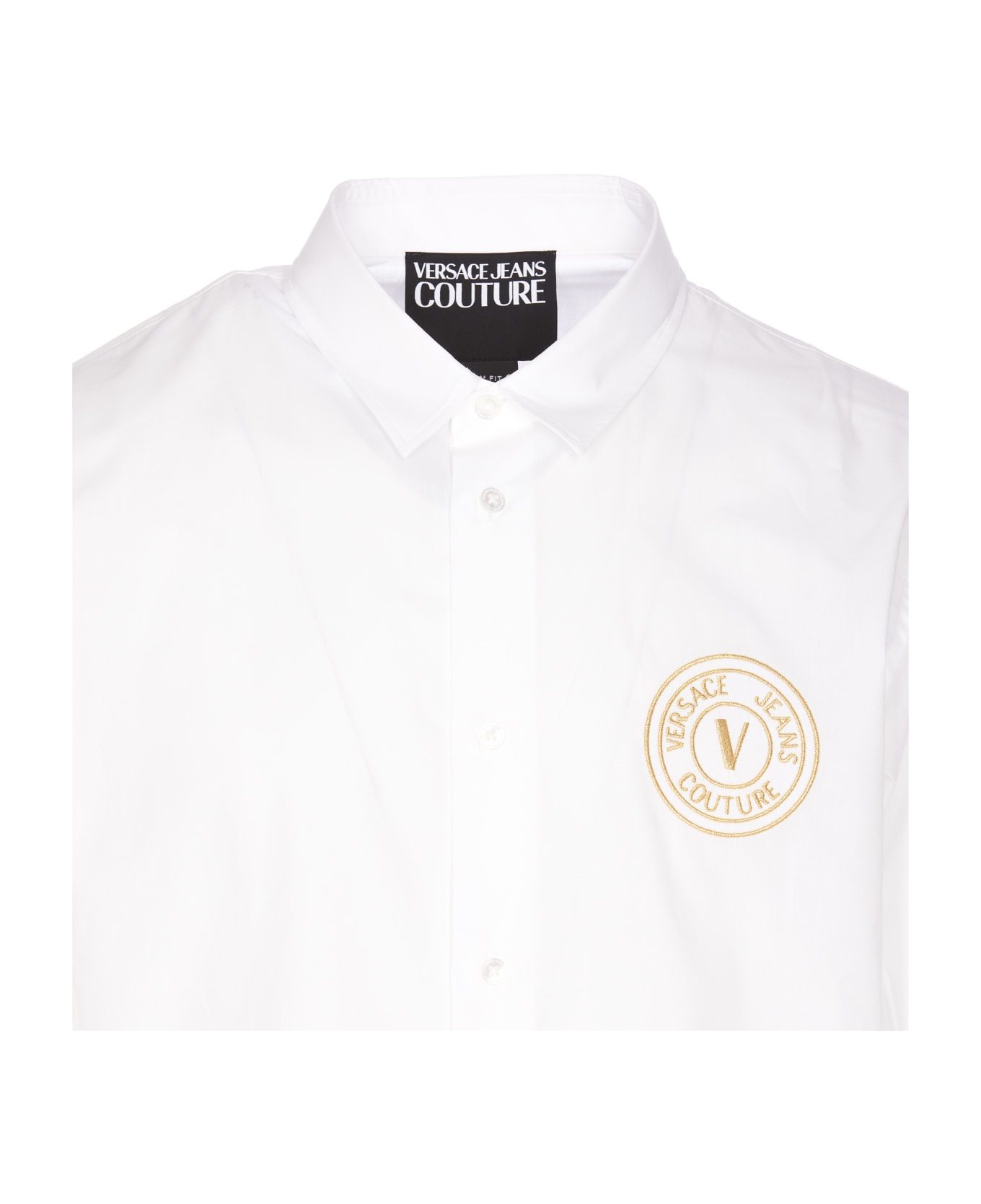 Versace Jeans Couture Logo-embroidered Button-up Shirt - White