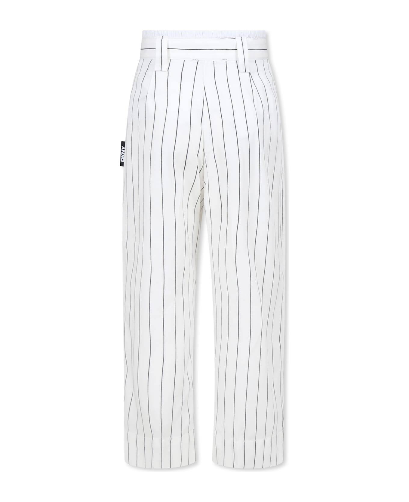 DKNY White Trousers For Girl With Logo - White