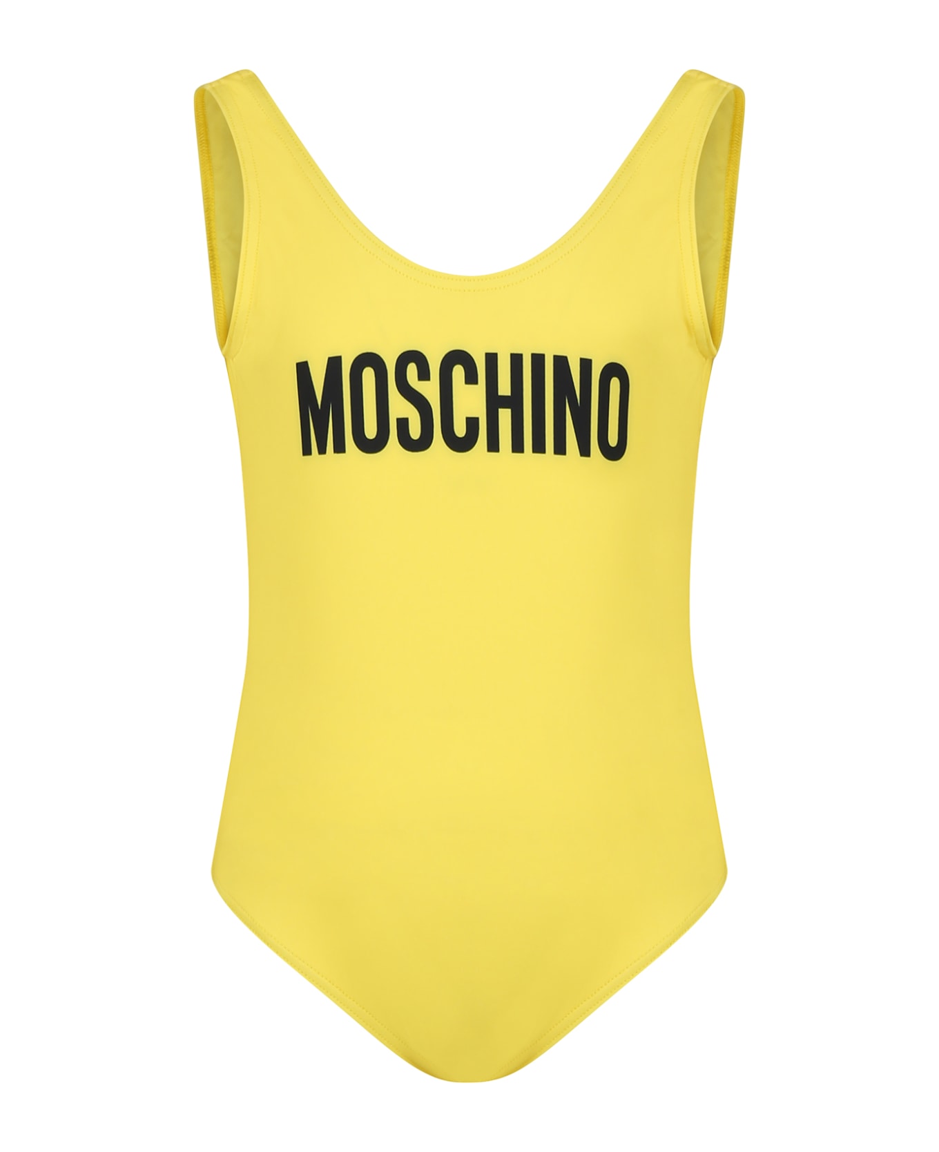 Moschino Yellow Swimsuit For Girl With Logo - Yellow 水着