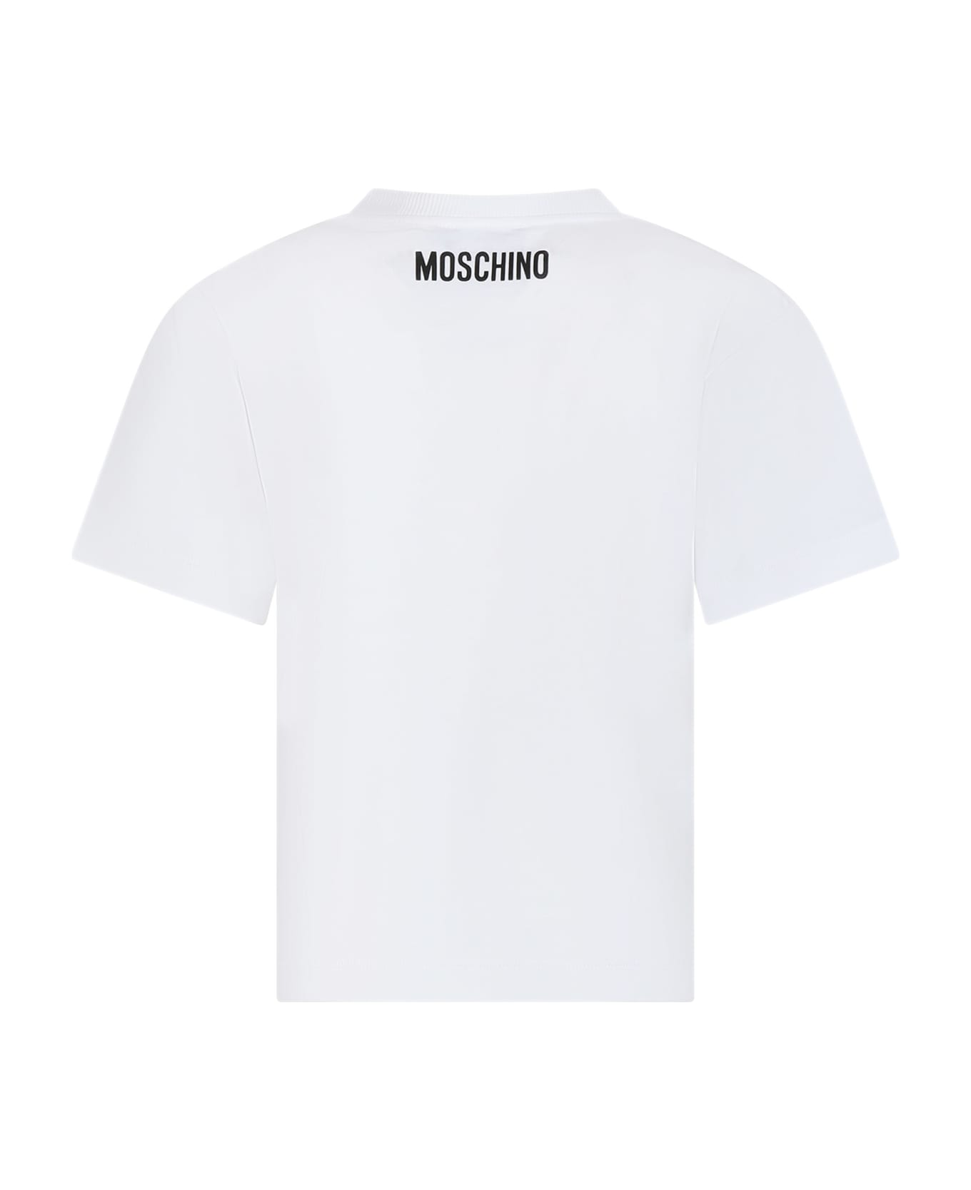 Moschino White T-shirt For Kids With Question Mark - White