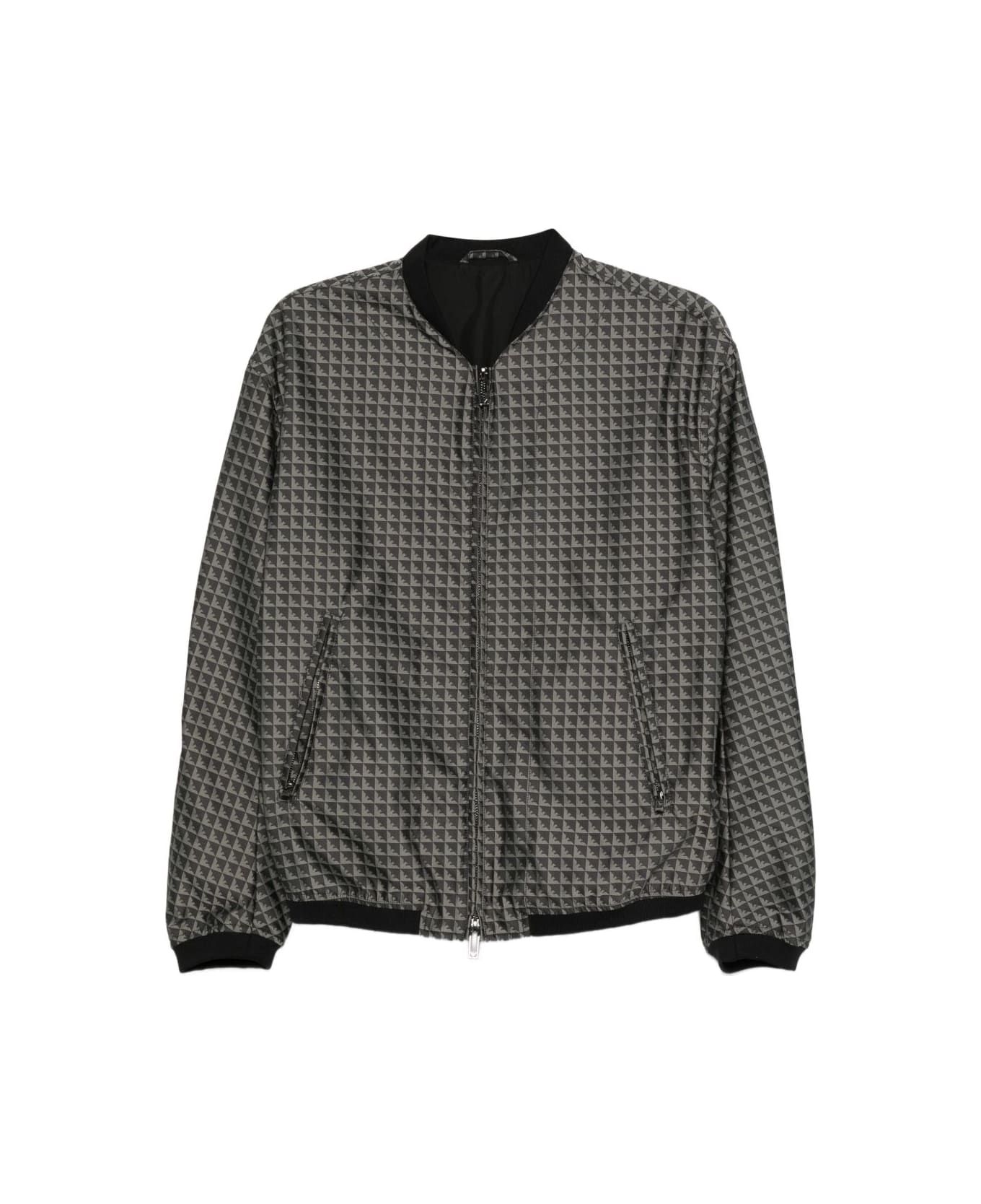 Emporio Armani Allover Logo Bomber Jacket - Black