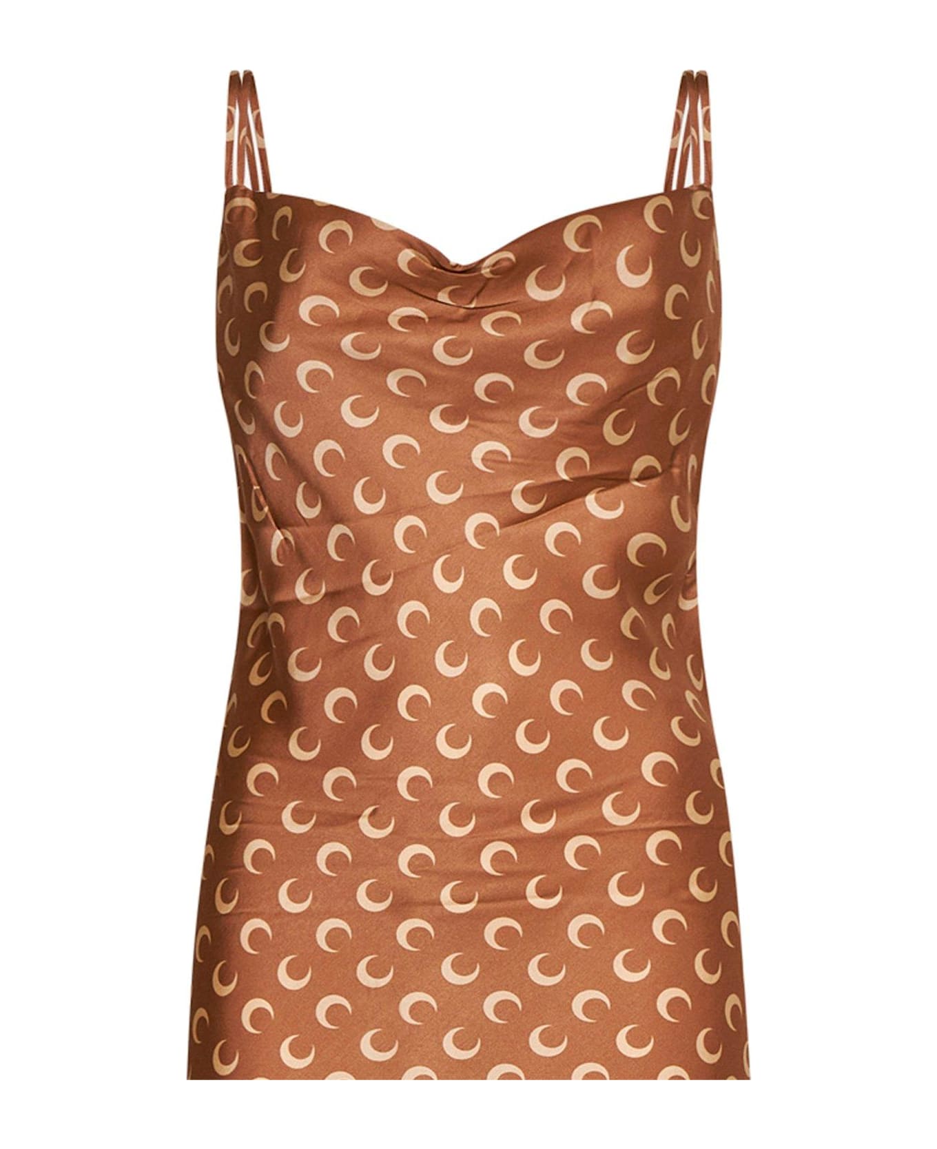 Marine Serre Moon Print Long Slip Dress - Brown