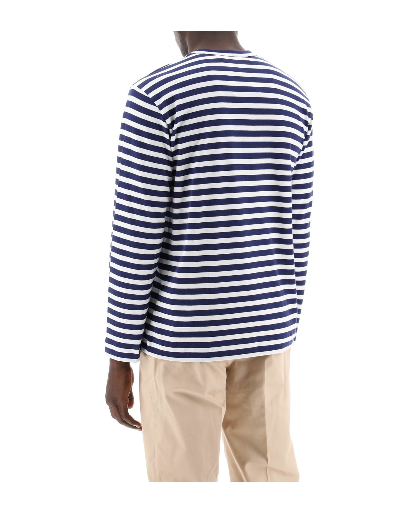 Comme des Garçons Play Striped Long-sleeved T-shirt - NAVY WHITE (White)