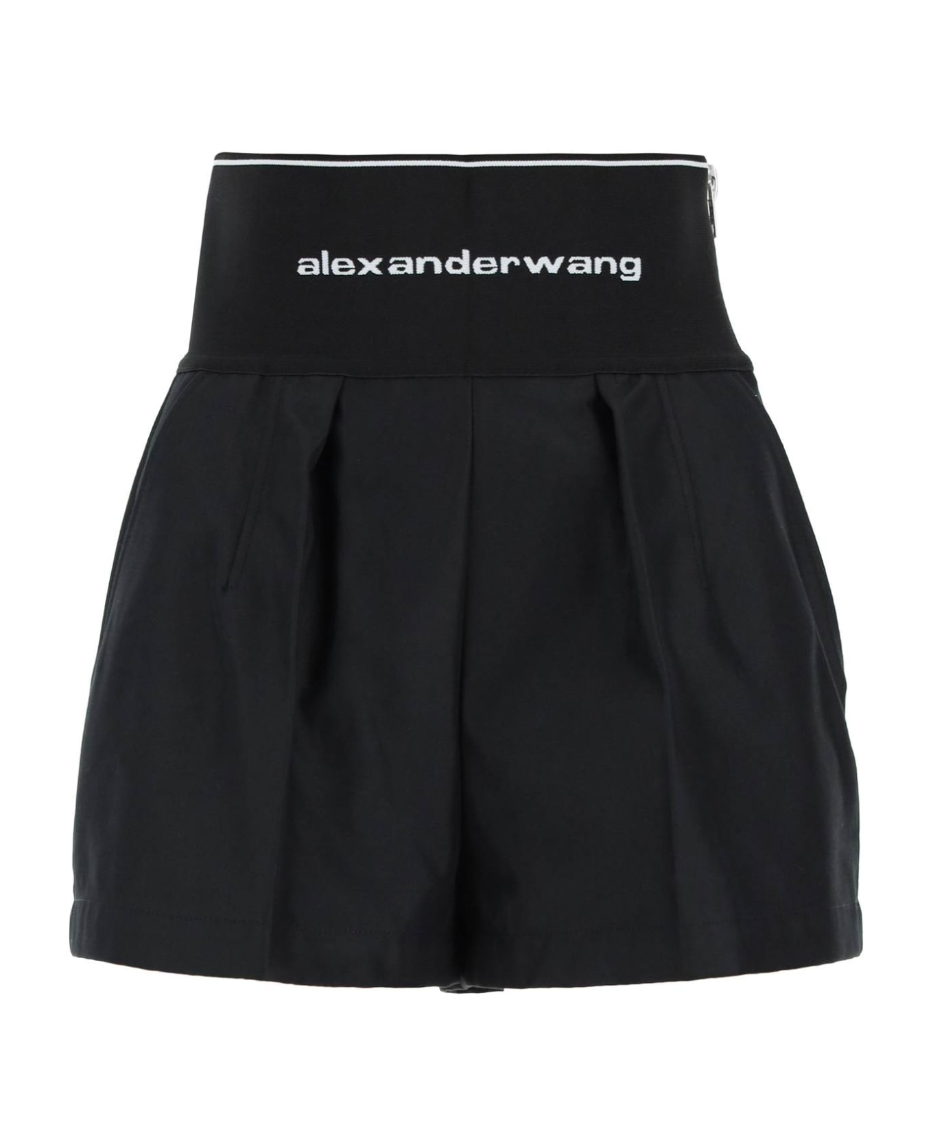 Alexander Wang Cotton And Nylon Shorts With Branded Waistband - Nero