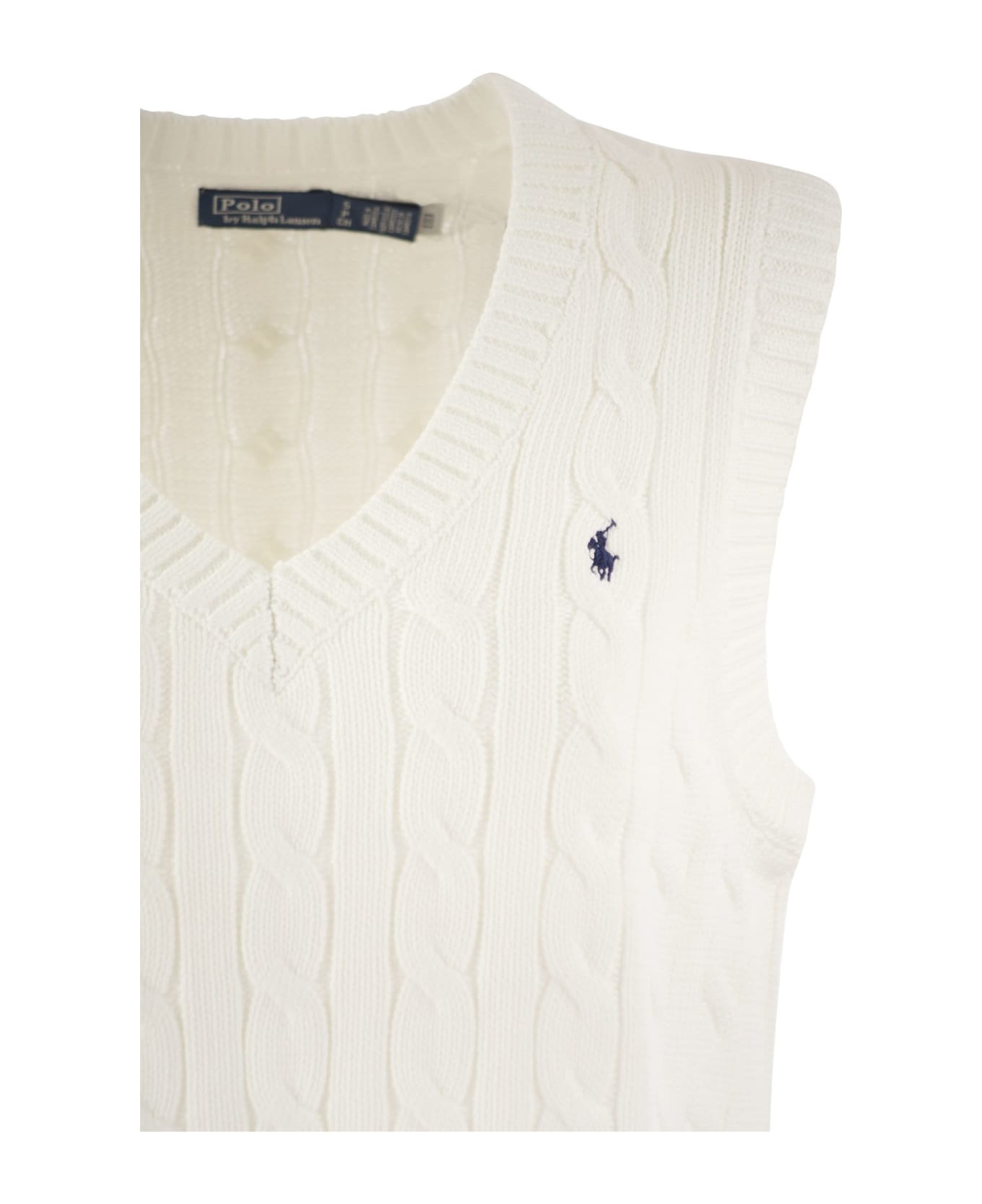 Polo Ralph Lauren Plaited Cotton V-neck Waistcoat - White