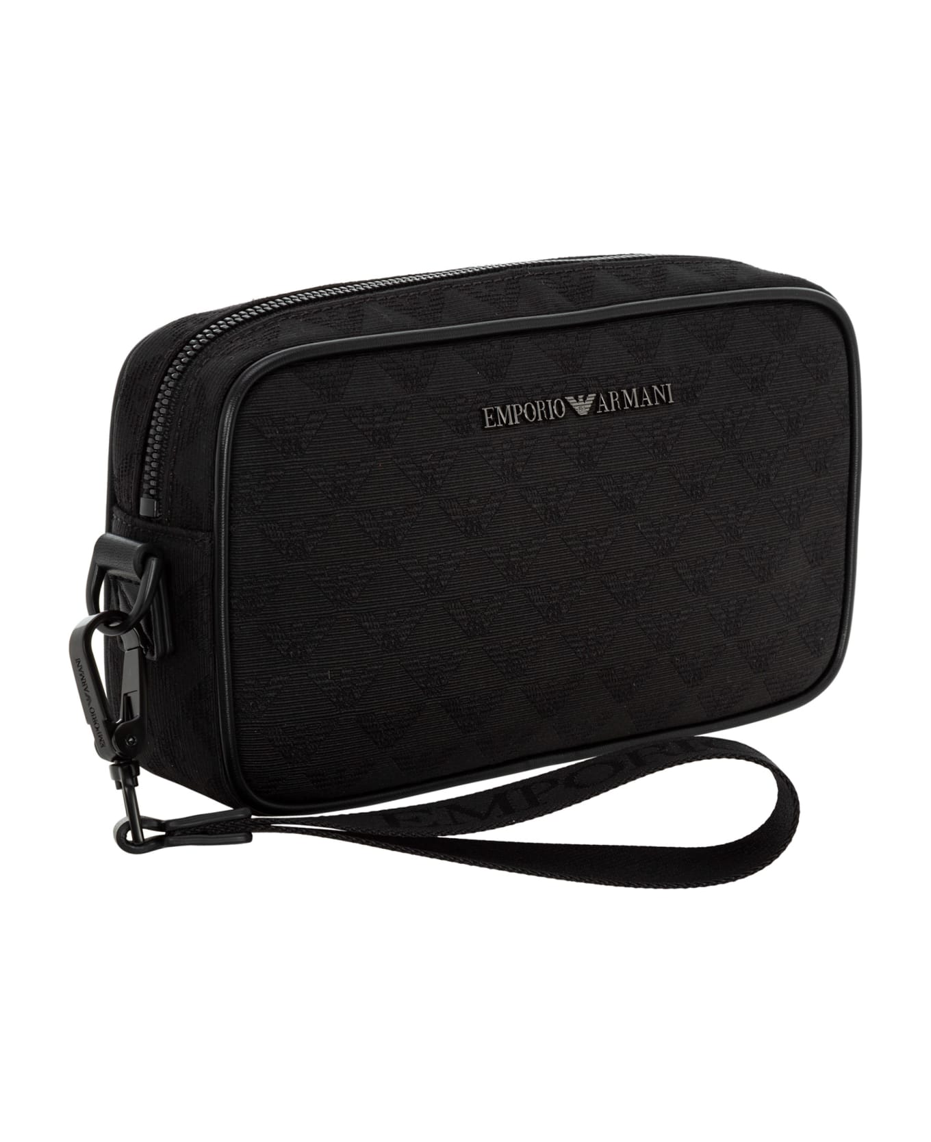 Emporio Armani Wash Bag With Wrist Strap - Black