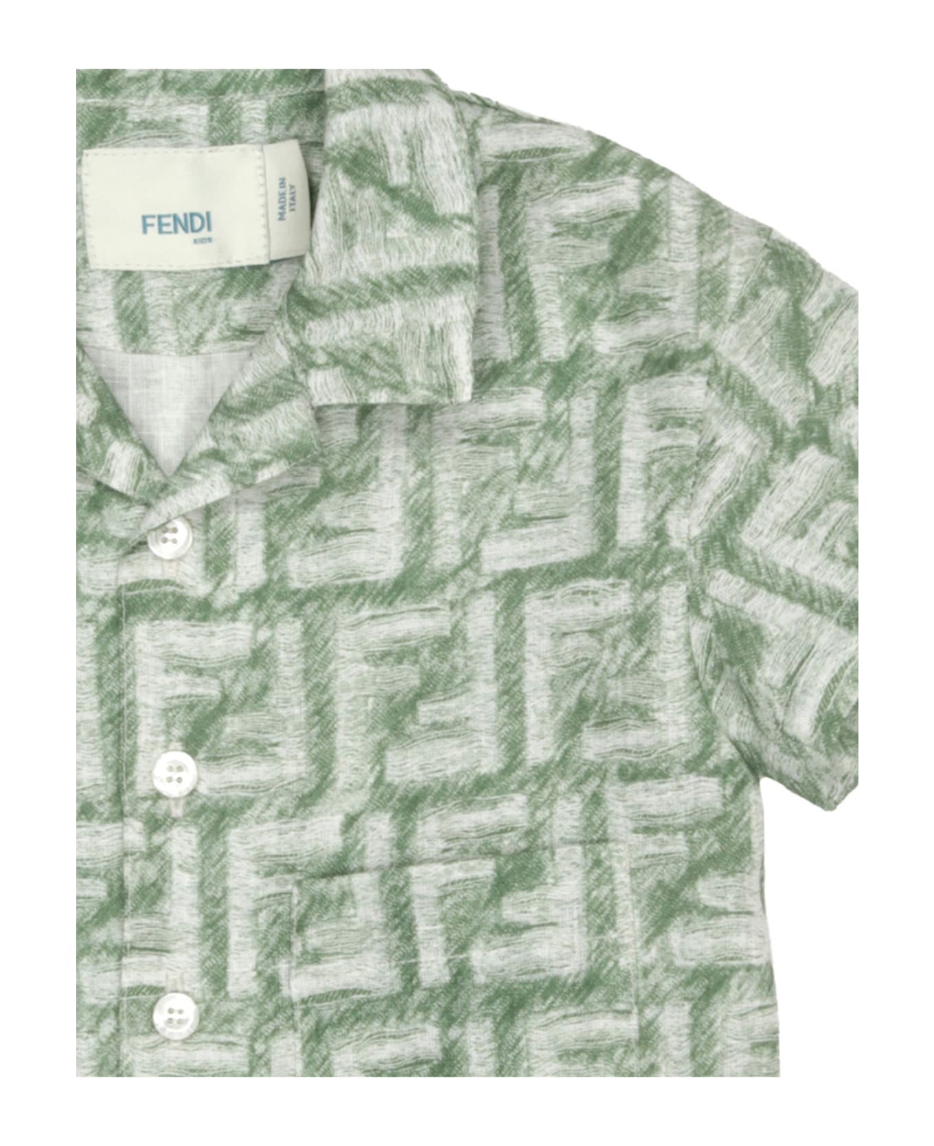 Fendi Bowling Shirt With Green Monogram Motif - Green