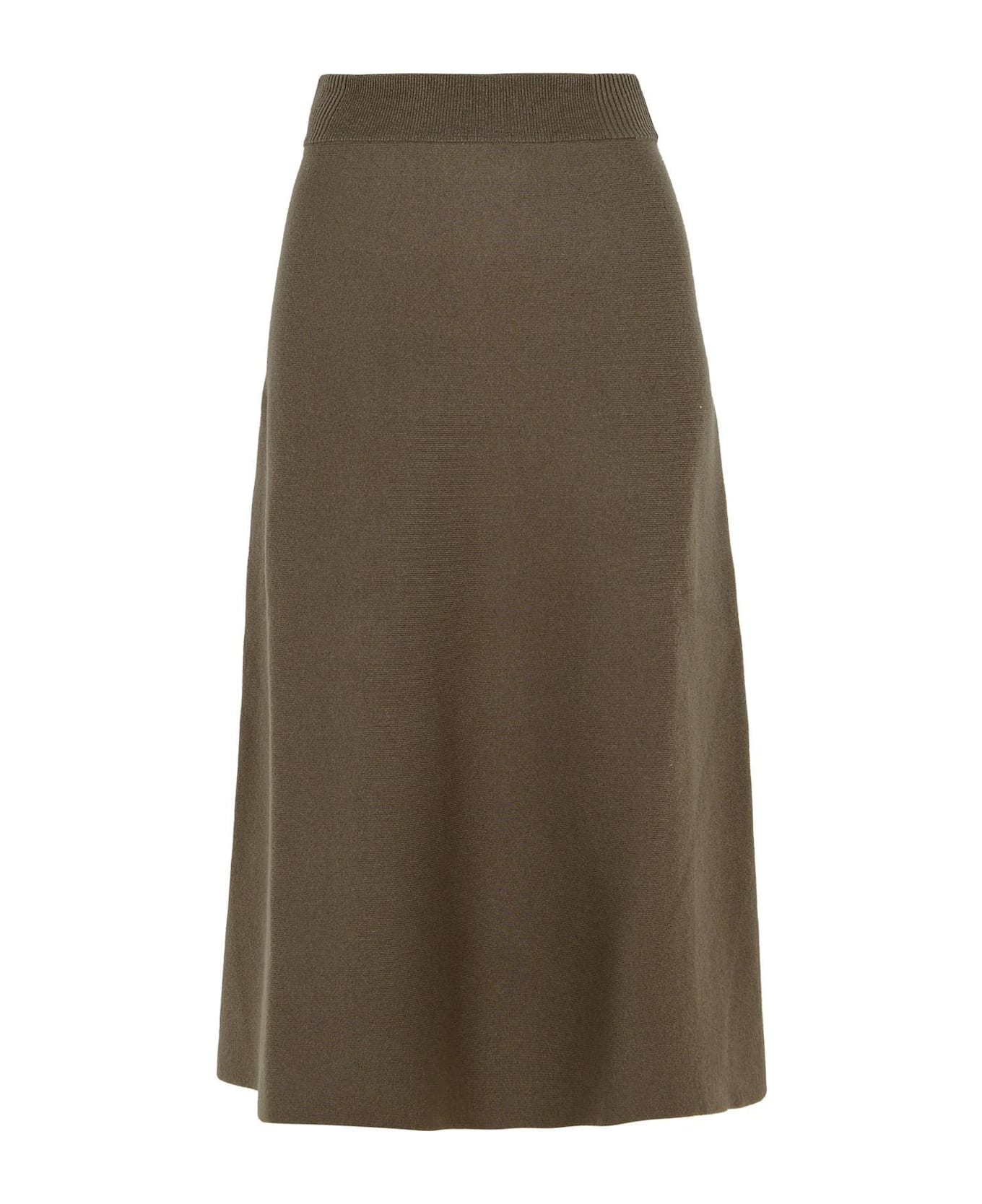 Lanvin Fine Knitted Flared Midi Skirt - Verde