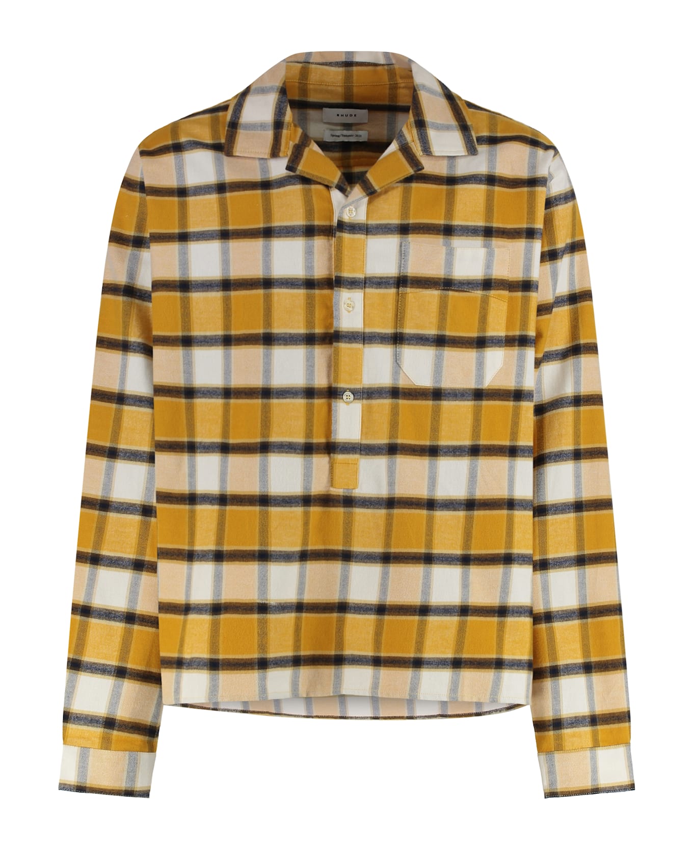 Rhude Checked Cotton Shirt - Ocher