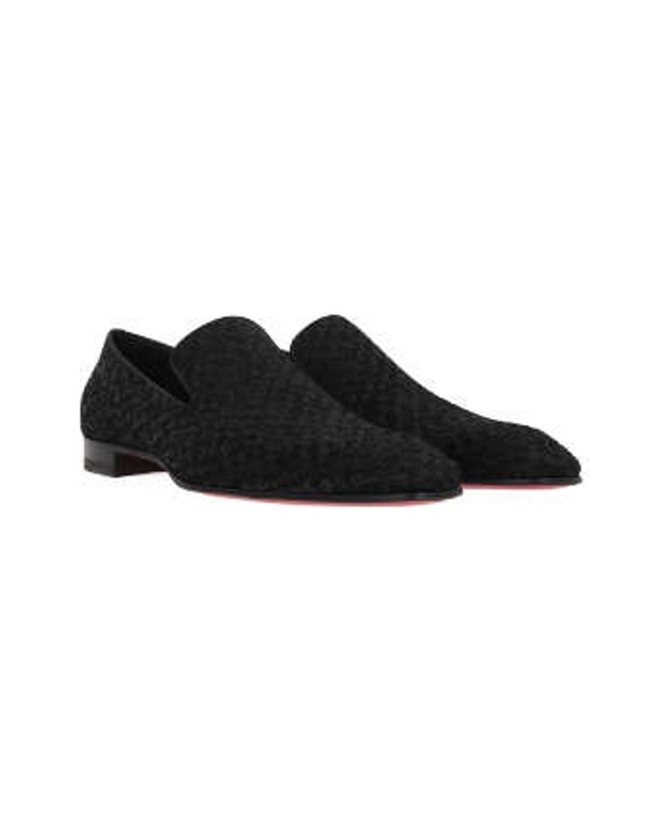 Christian Louboutin Almond Toe Slip-on Loafers - Black