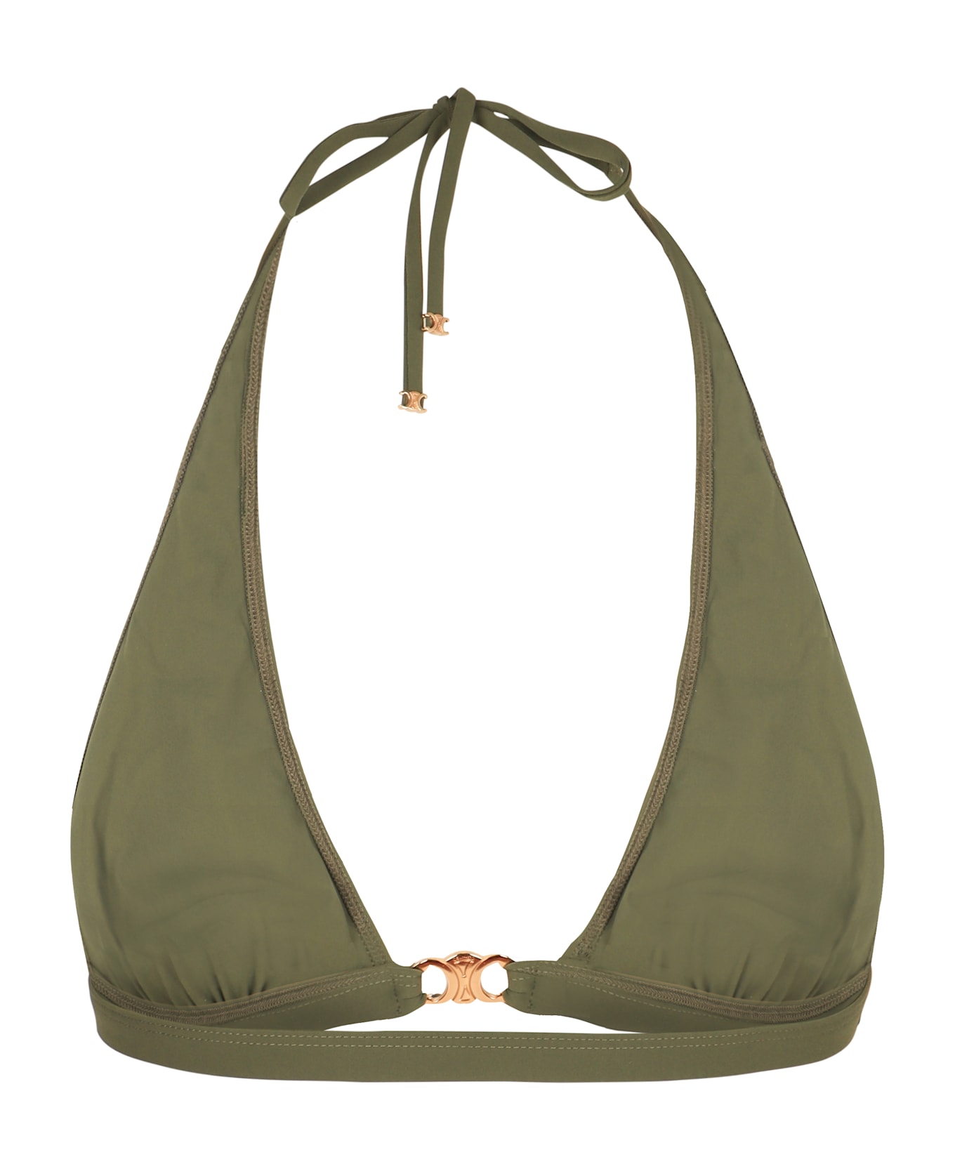Celine Triangle Bikini Top - green