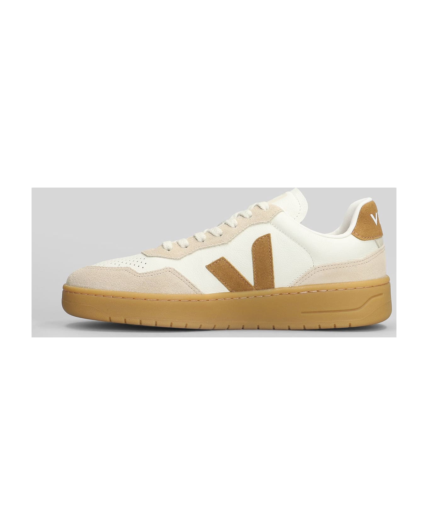 Veja V-90 O.t Sneakers In White Suede And Leather - white