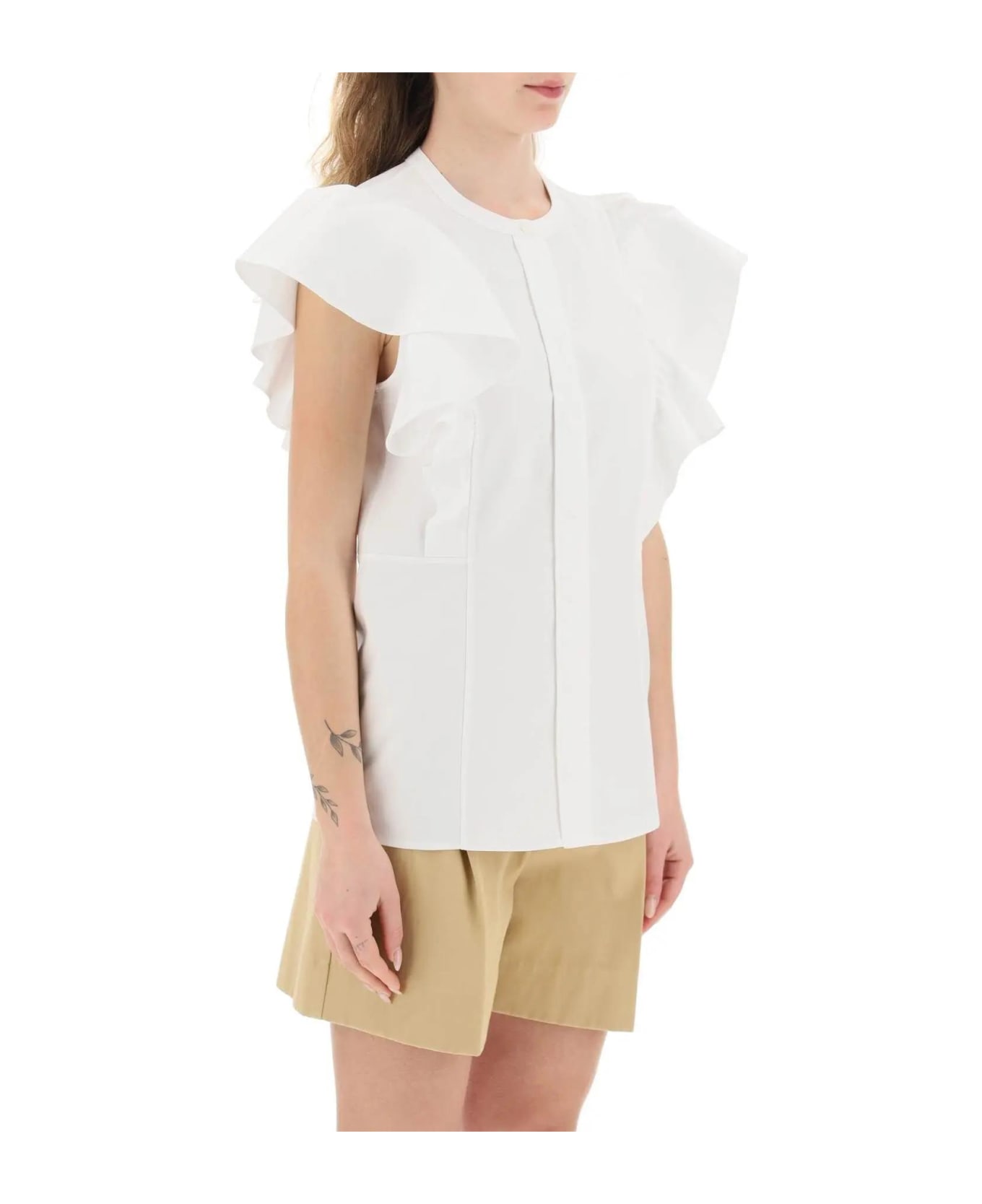 Chloé Cap Sleeves Shirt - white ブラウス