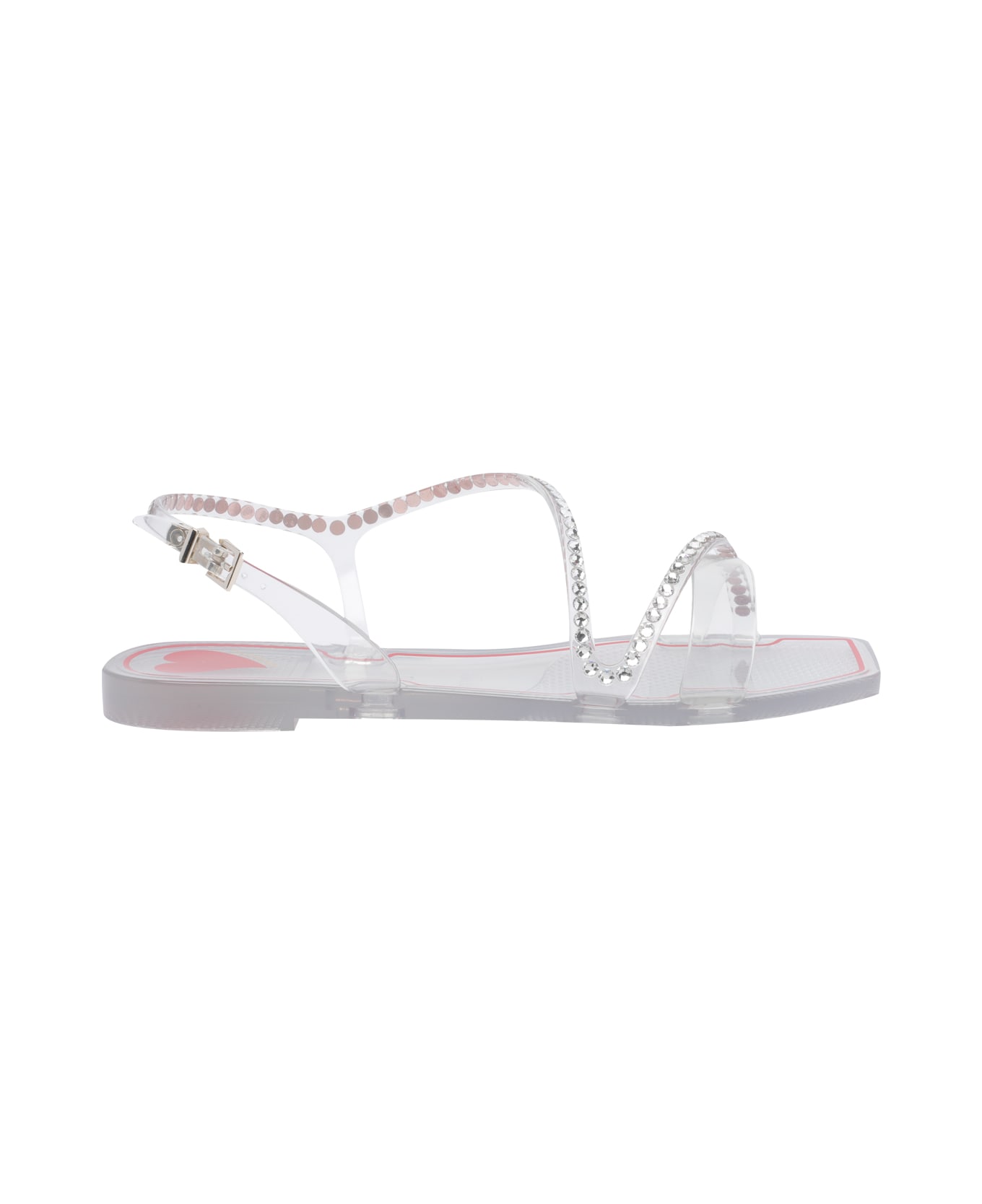 Menghi Rubber Flat Sandals - Silver