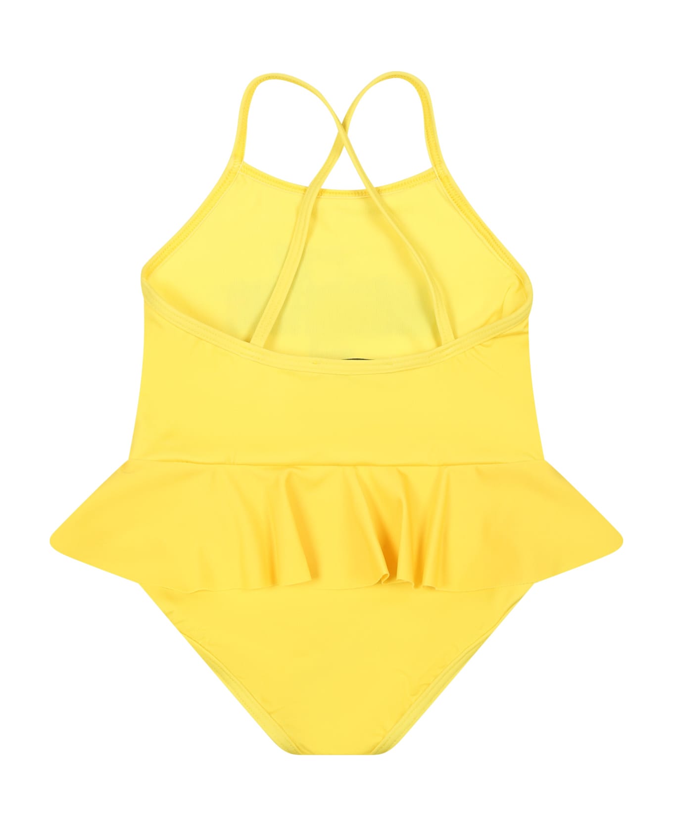 Moschino Yellow Swimsuit For Baby Girl With Teddy Bear And Marine Animals - Yellow