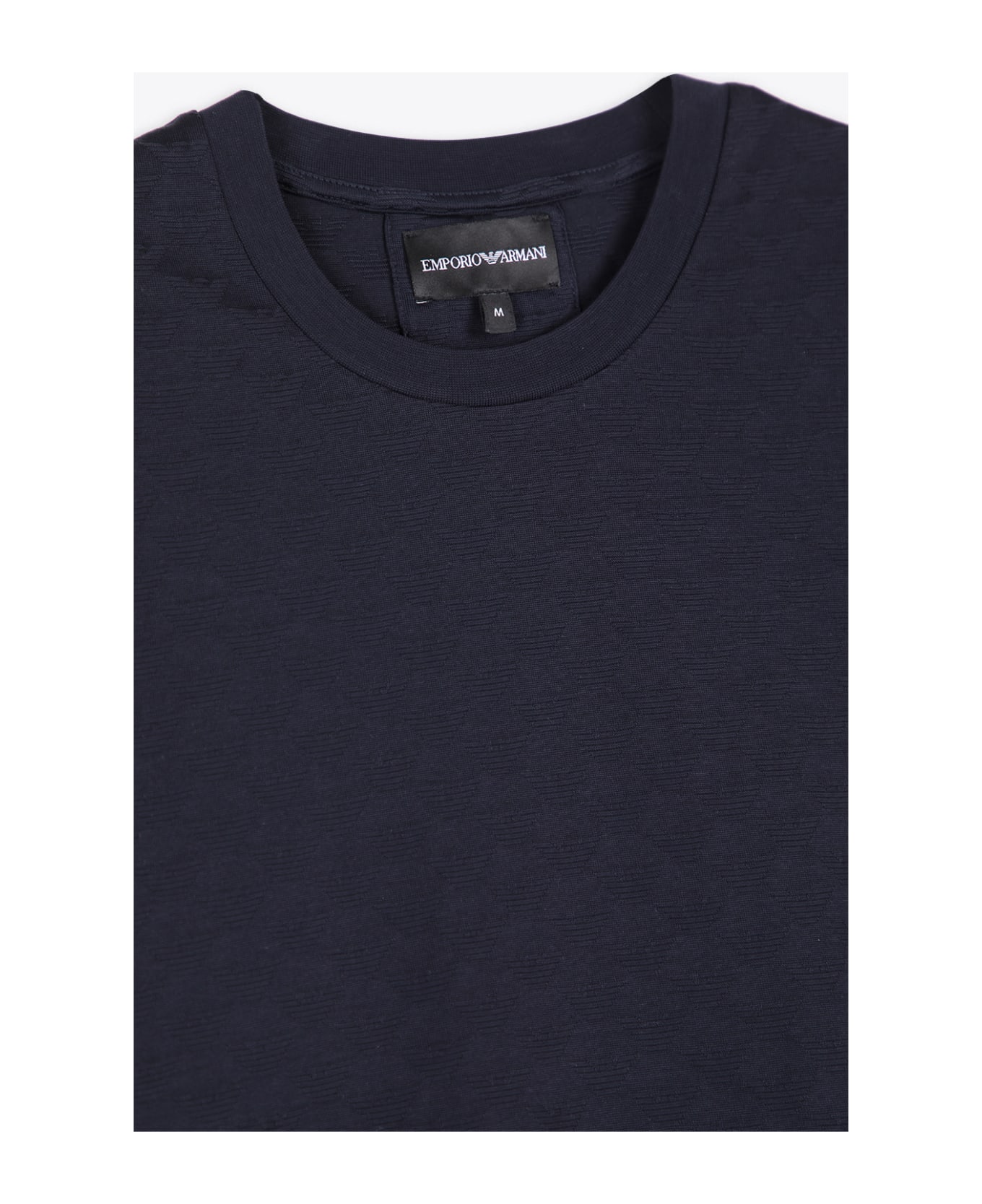 Emporio Armani T-shirt Blue Cotton T-shirt With Jacquard Logo Pattern - Blue