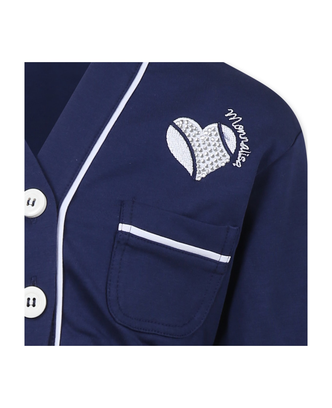 Monnalisa Blue Crop Cardigan For Girl With Heart - Blue