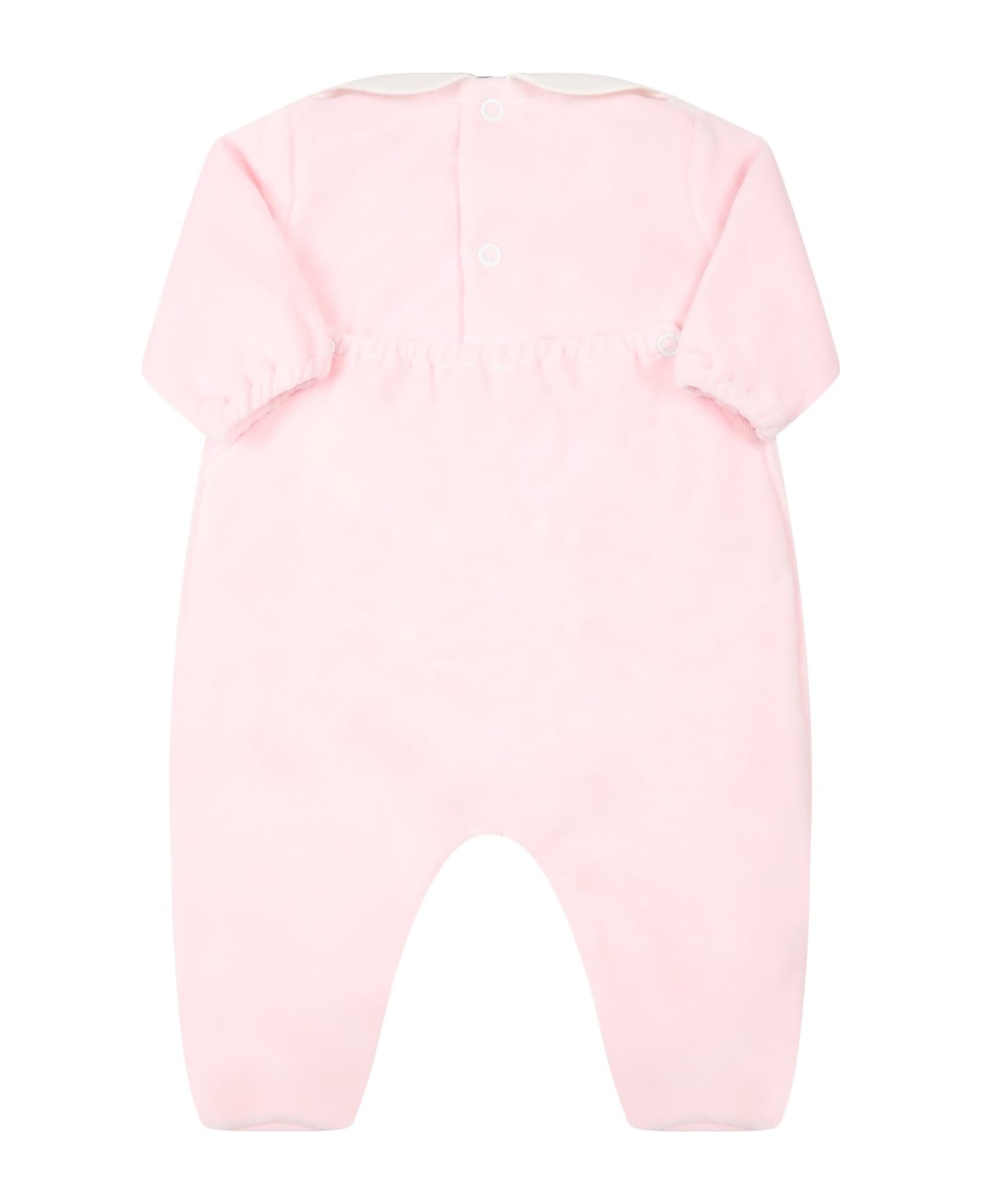 Little Bear Romper With Embroidery - Pink