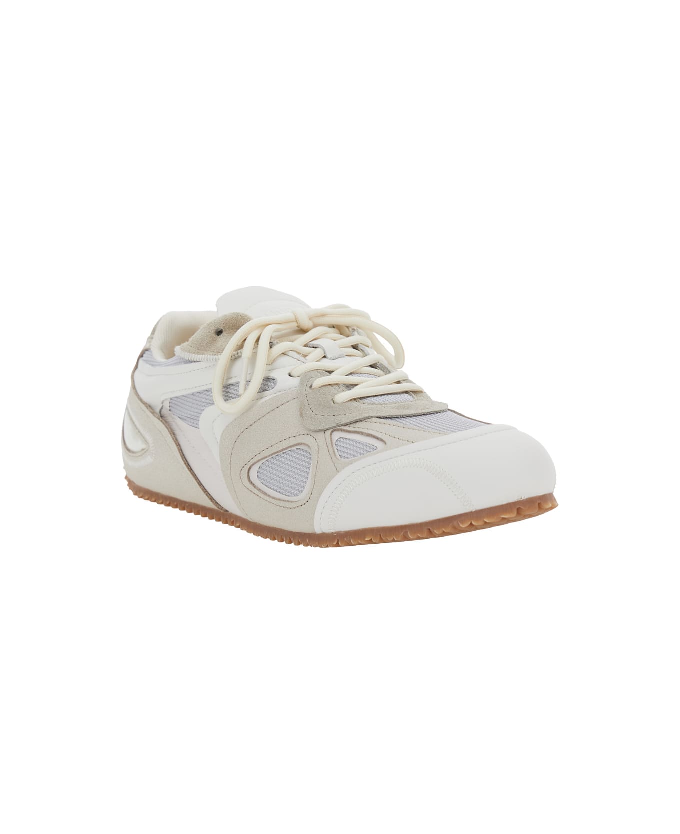 Axel Arigato 'slow Runner' White And Beige Sneaker With Mesh Inserts And Grooved Sole In Leather And Fabric Man - White