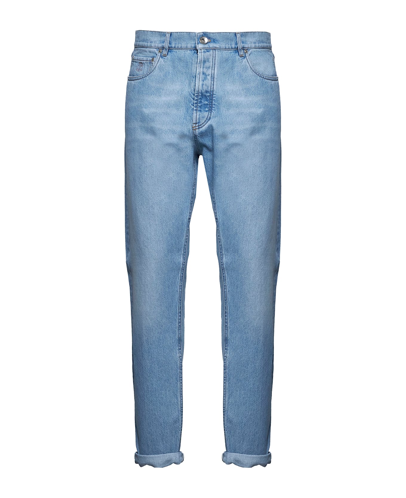Brunello Cucinelli Iconic Fit Light Blue Denim Jeans