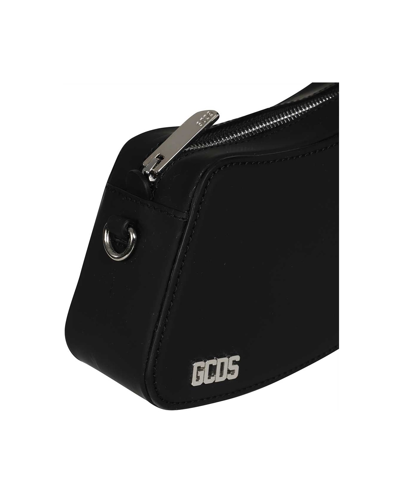 GCDS Leather Shoulder Bag - black