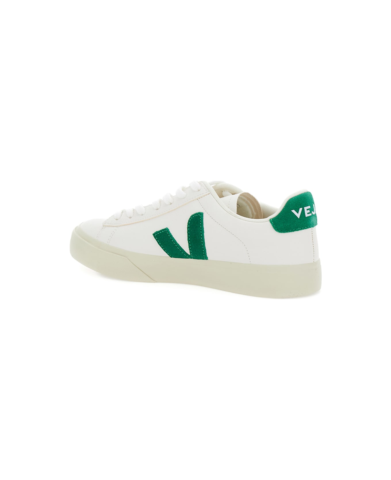 Veja 'campo' White And Green Low Top Sneakers In Vegan Leather Man - White