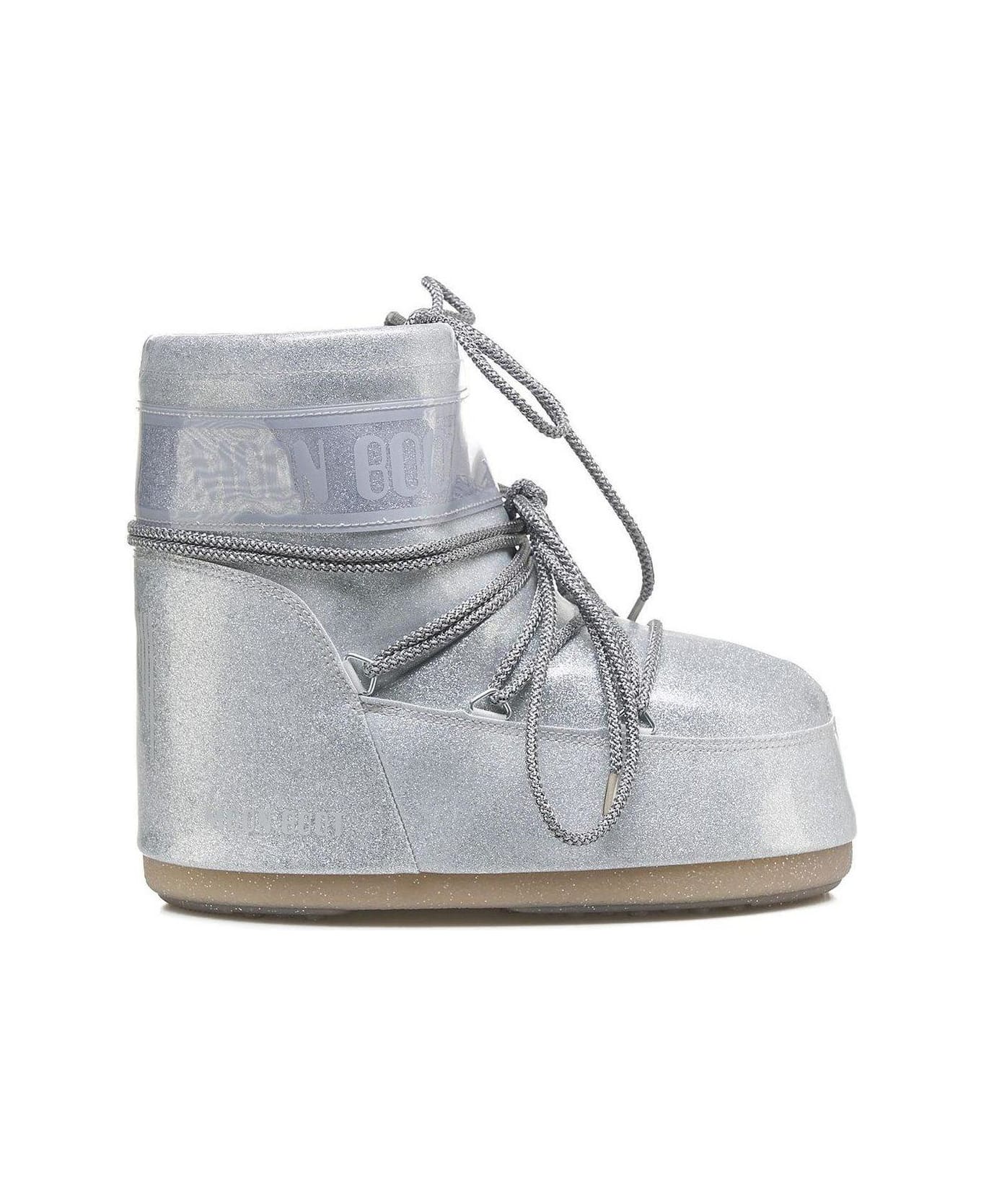 Moon Boot Icon Low Glitter Lace-up Boots - Argento