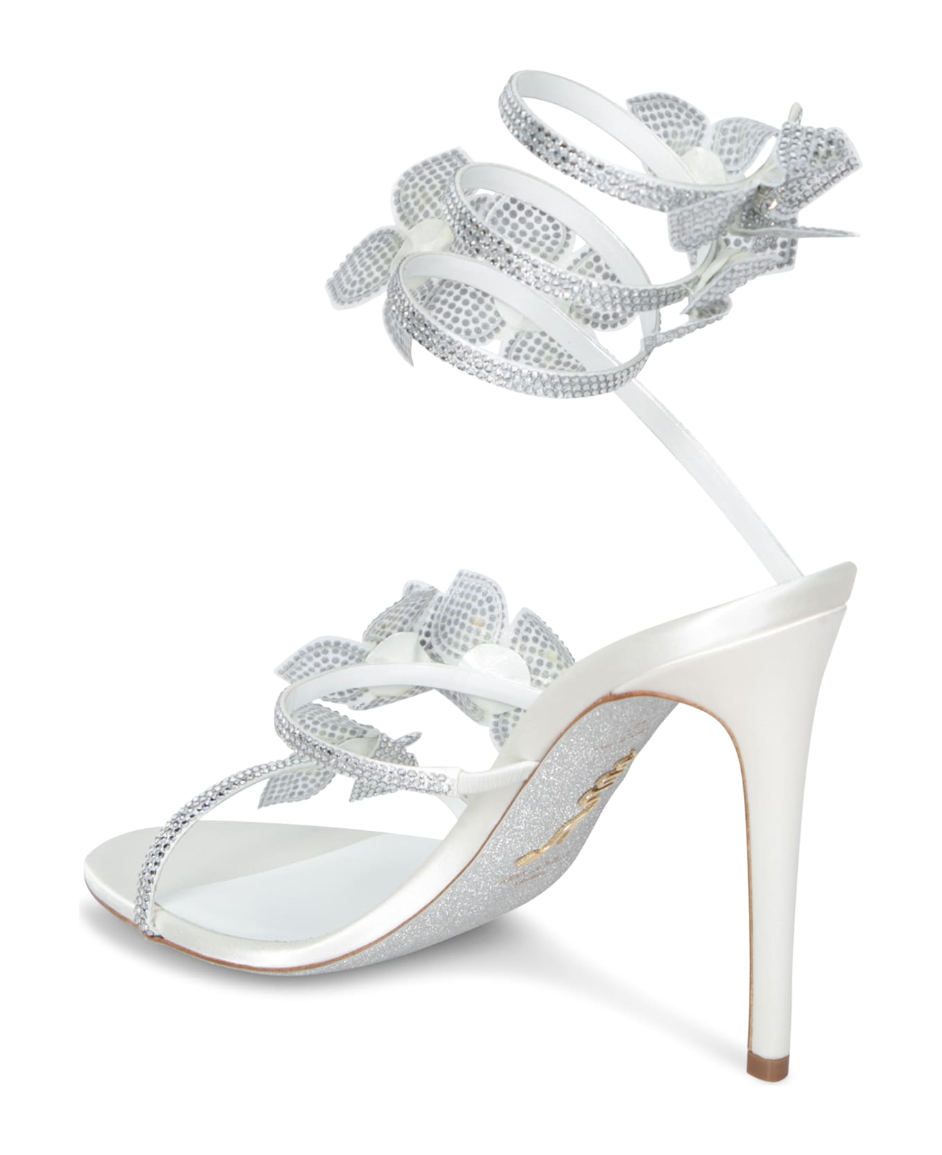 René Caovilla Fiori 105 Crystal White-silver Sandals - White