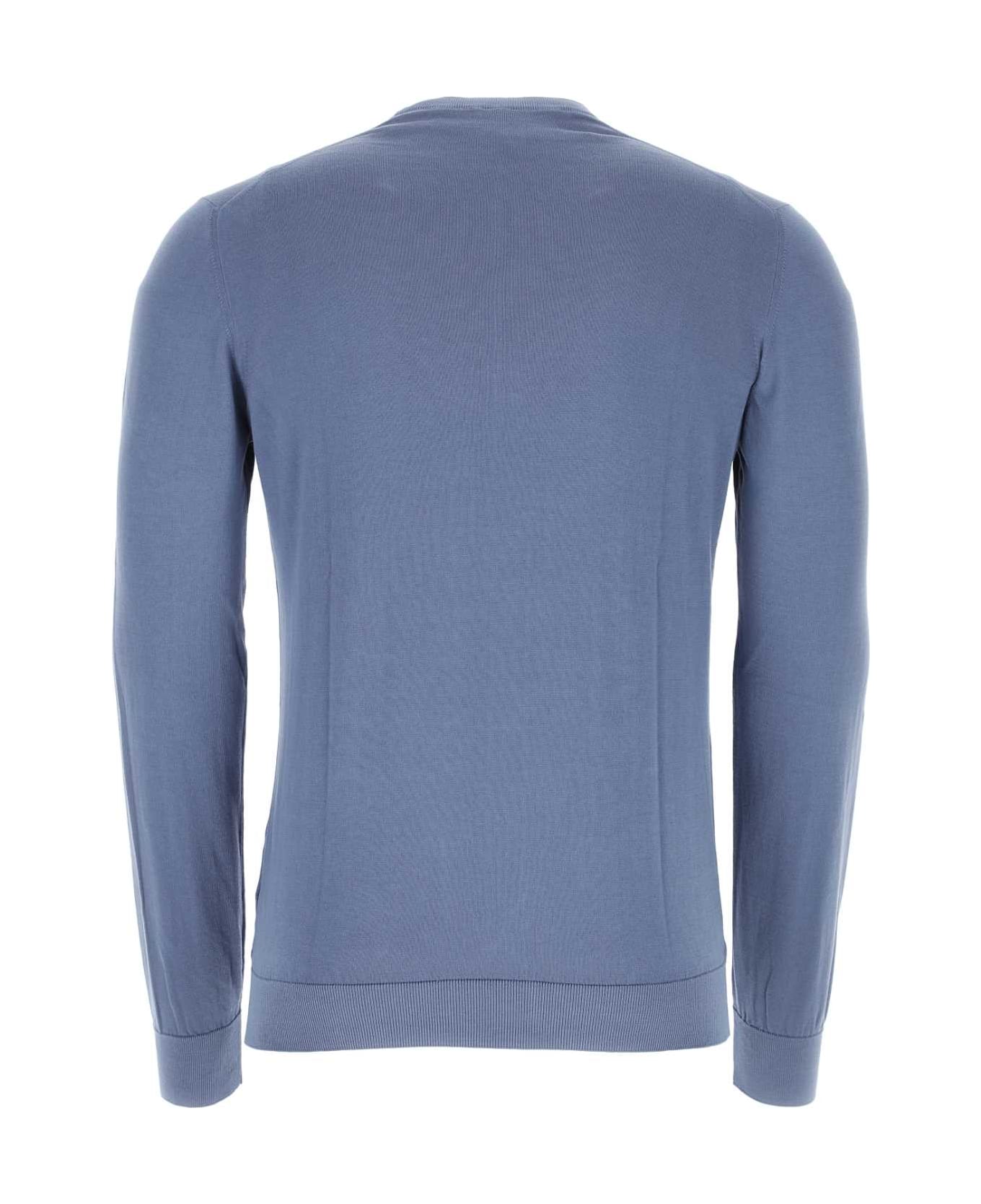 Fedeli Powder Blue Cotton Sweater - Blue