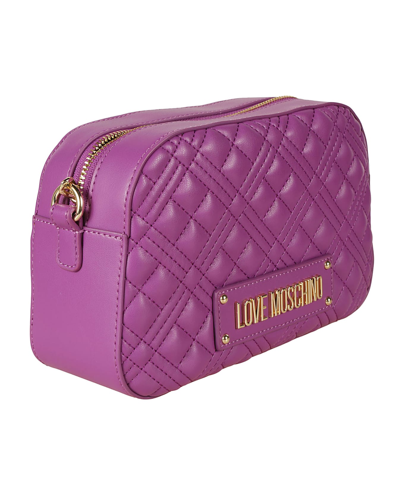 Love Moschino Top Zip Quilted Chain Shoulder Bag - Purple