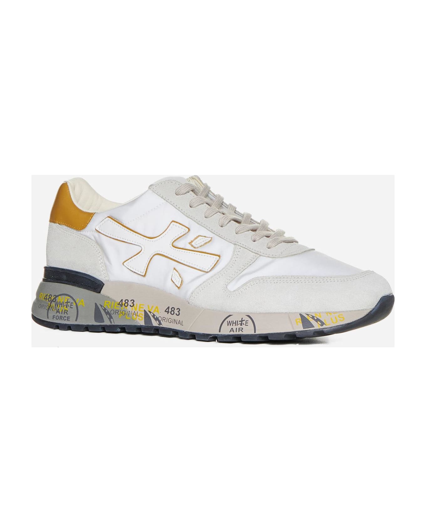 Premiata Mick Suede, Nylon And Leather Sneakers - Bianco スニーカー