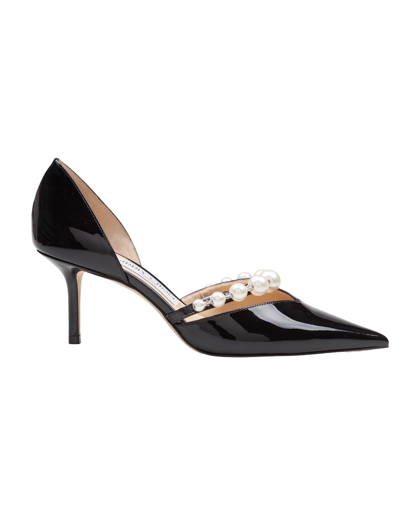Jimmy Choo Aurelie 65 Patent Leather Pumps With Applied Pearls - Black/White