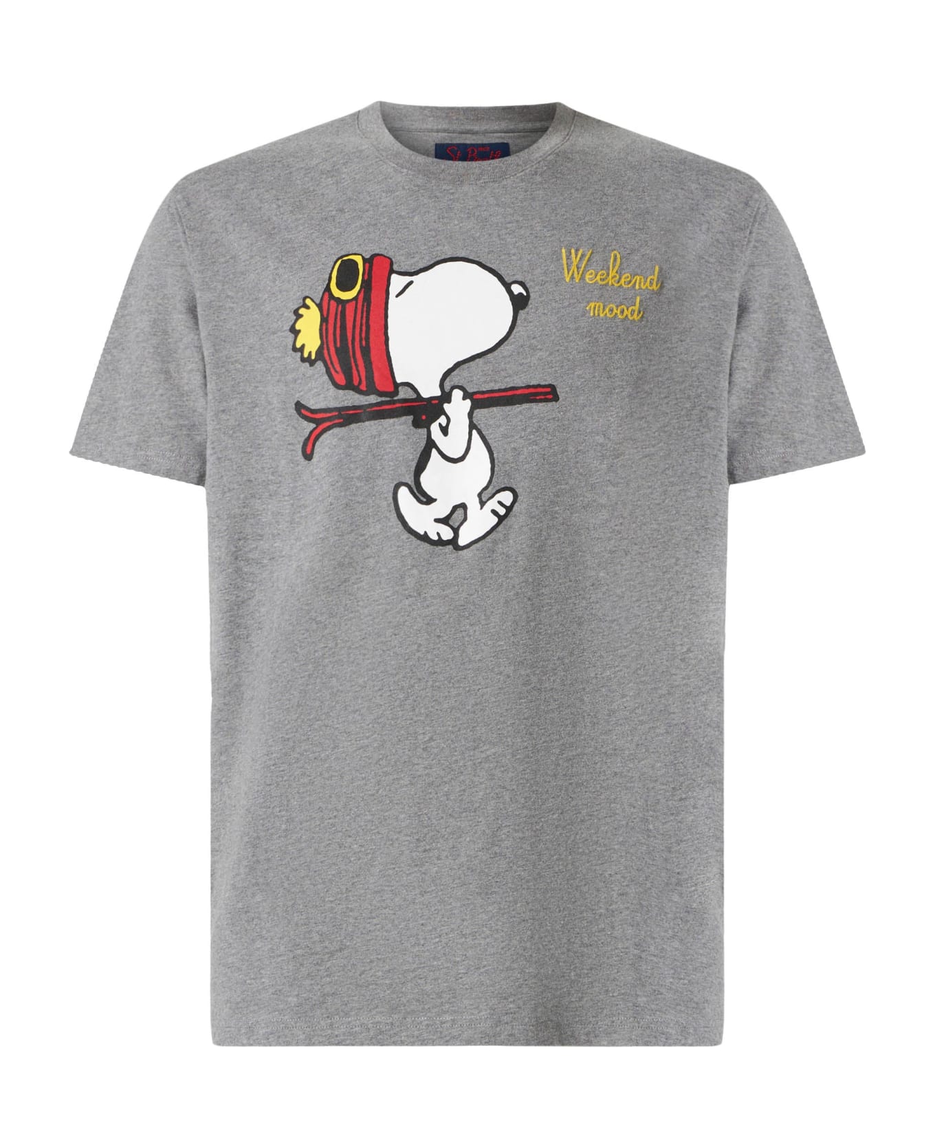 MC2 Saint Barth Man T-shirt With Snoopy Weekend Mood Embroidery | Snoopy - Peanuts Special Edition - GREY