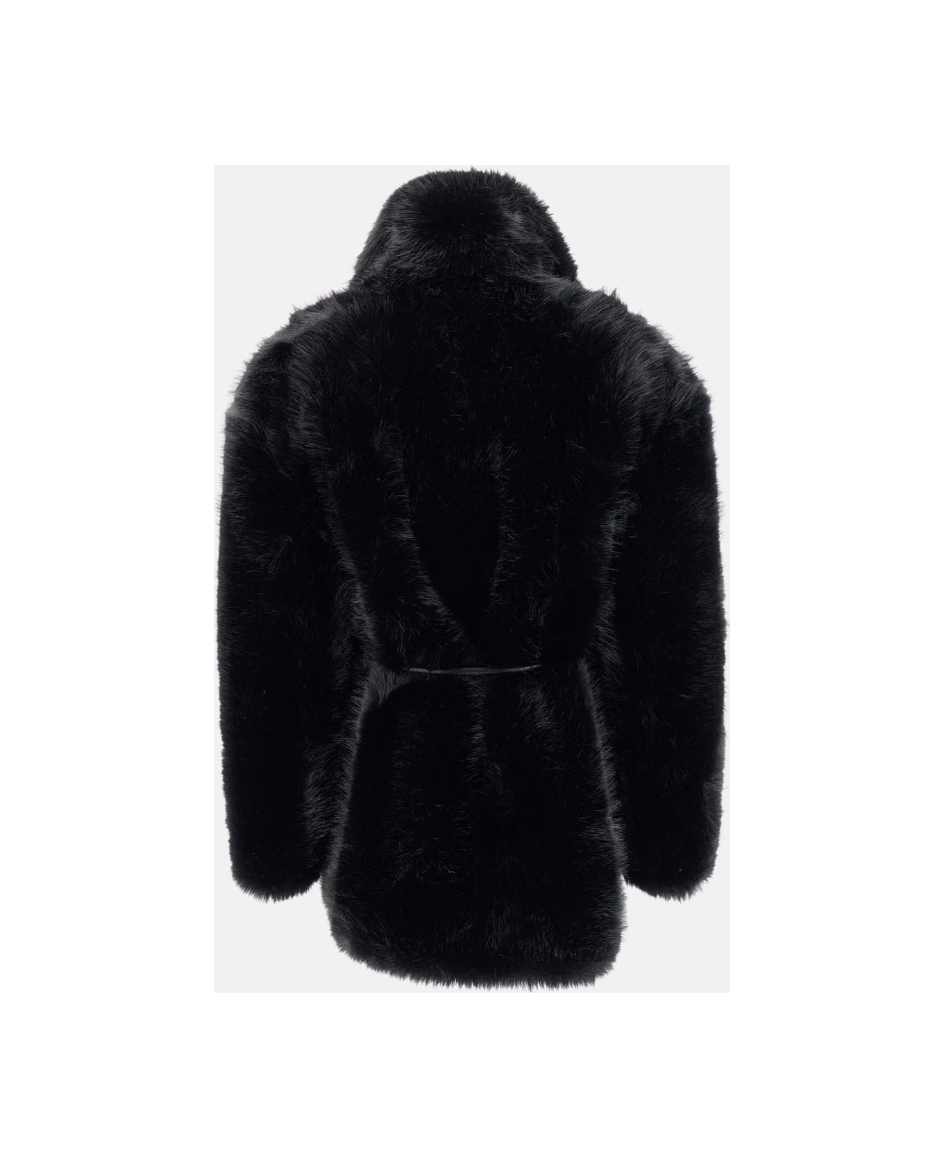SportMax Faux Fur Coat With Belt Rosaria