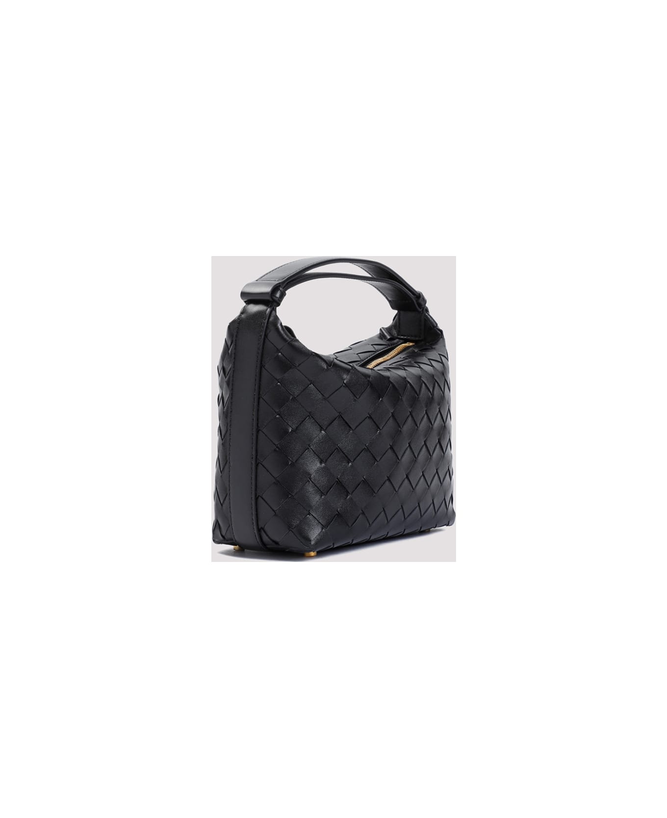Bottega Veneta Mini Wallace Intreccio 15 Handbag - Black