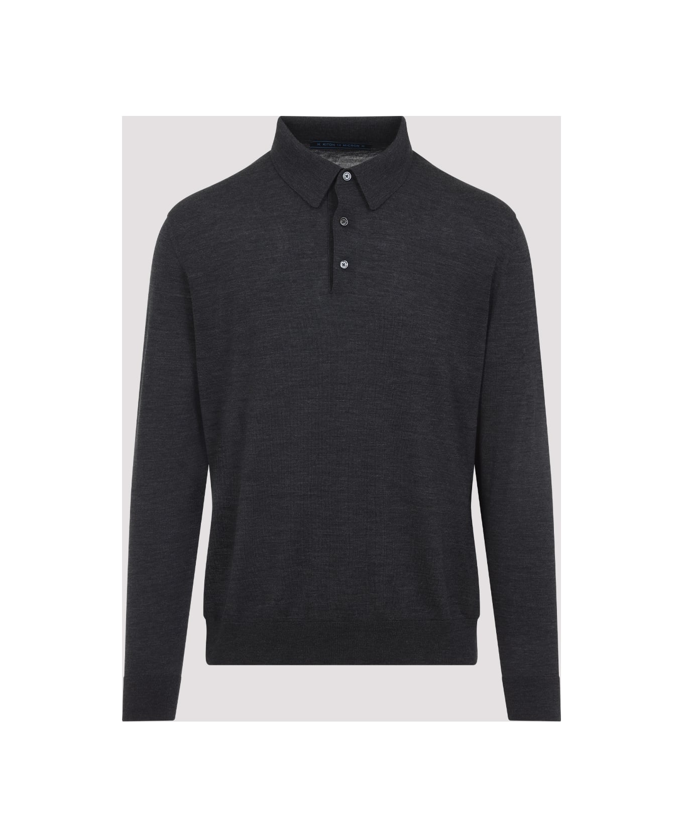 Kiton Wool Polo - Medium Grey Melange