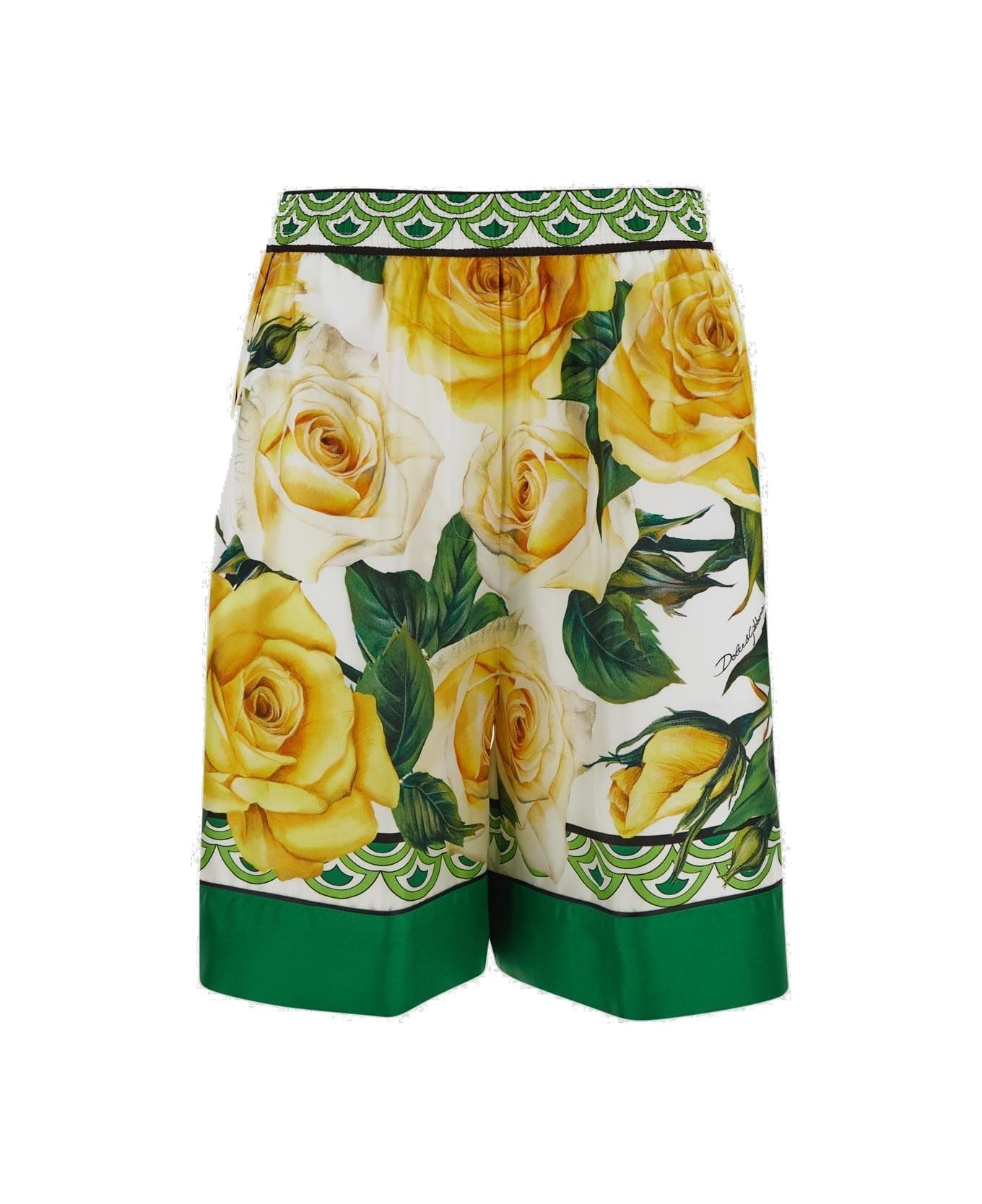 Dolce & Gabbana Floral Printed Shorts - GREEN/YELLOW