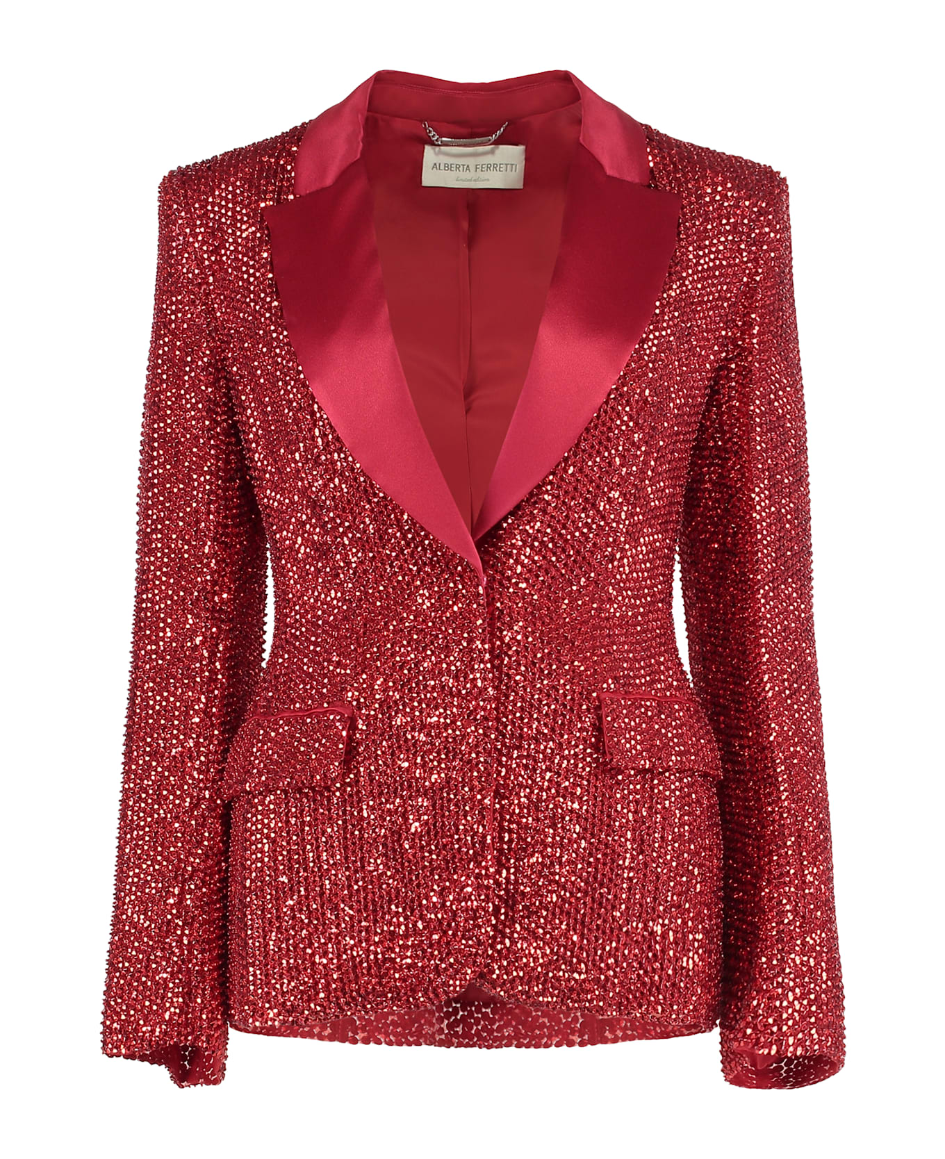 Alberta Ferretti Red Jacket With Sequins - red