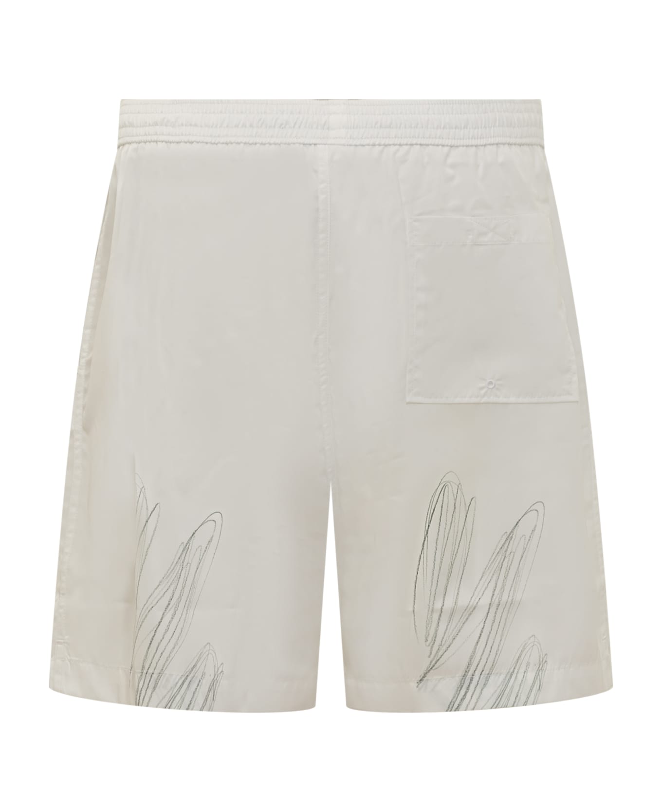 Off-White Swimshorts With Scribble Motif - WHITE BLACK 水着