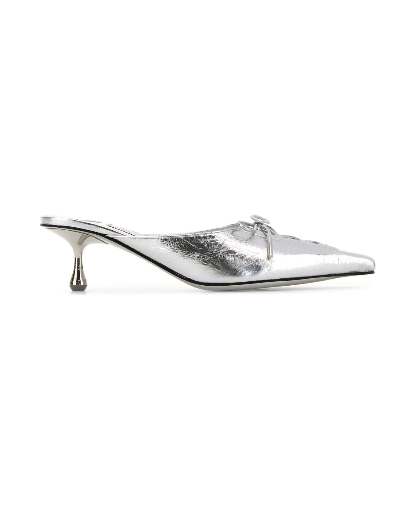 Jimmy Choo Silver Leather Scarlett Mules - SILVER