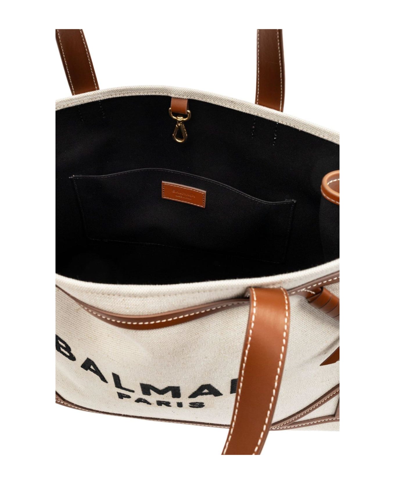 Balmain B-army Logo-embroidered Top Handle Bag - Beige